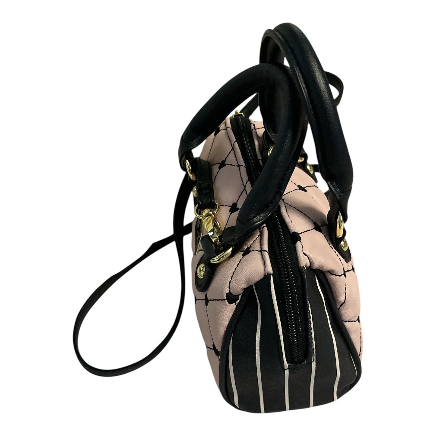 Luv Betsey by Betsey Johnson Quilted Mini Satchel – Pink & Black Faux Leather Crossbody Bag