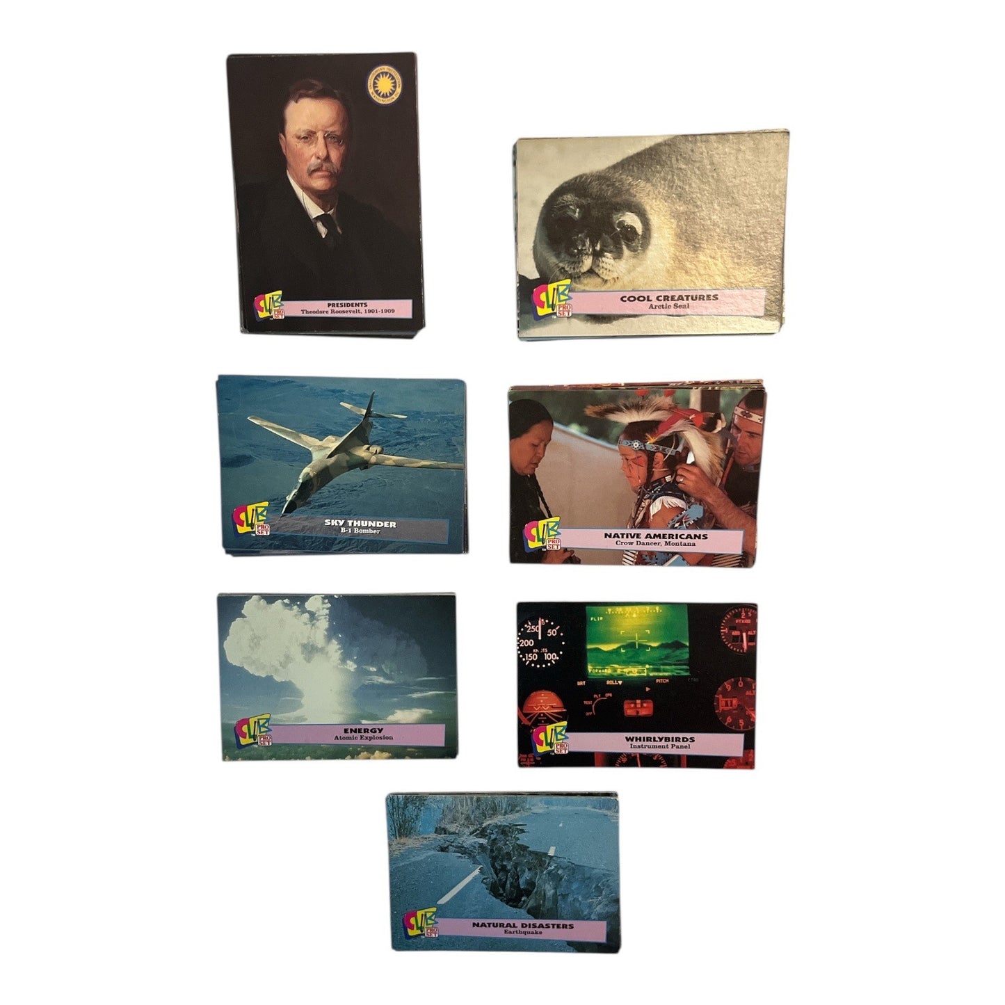 Lot of 1990s SLK Pro Set Educational Trading Cards – 85+ Cards – Presidents, Native Americans, Natural Disasters & More