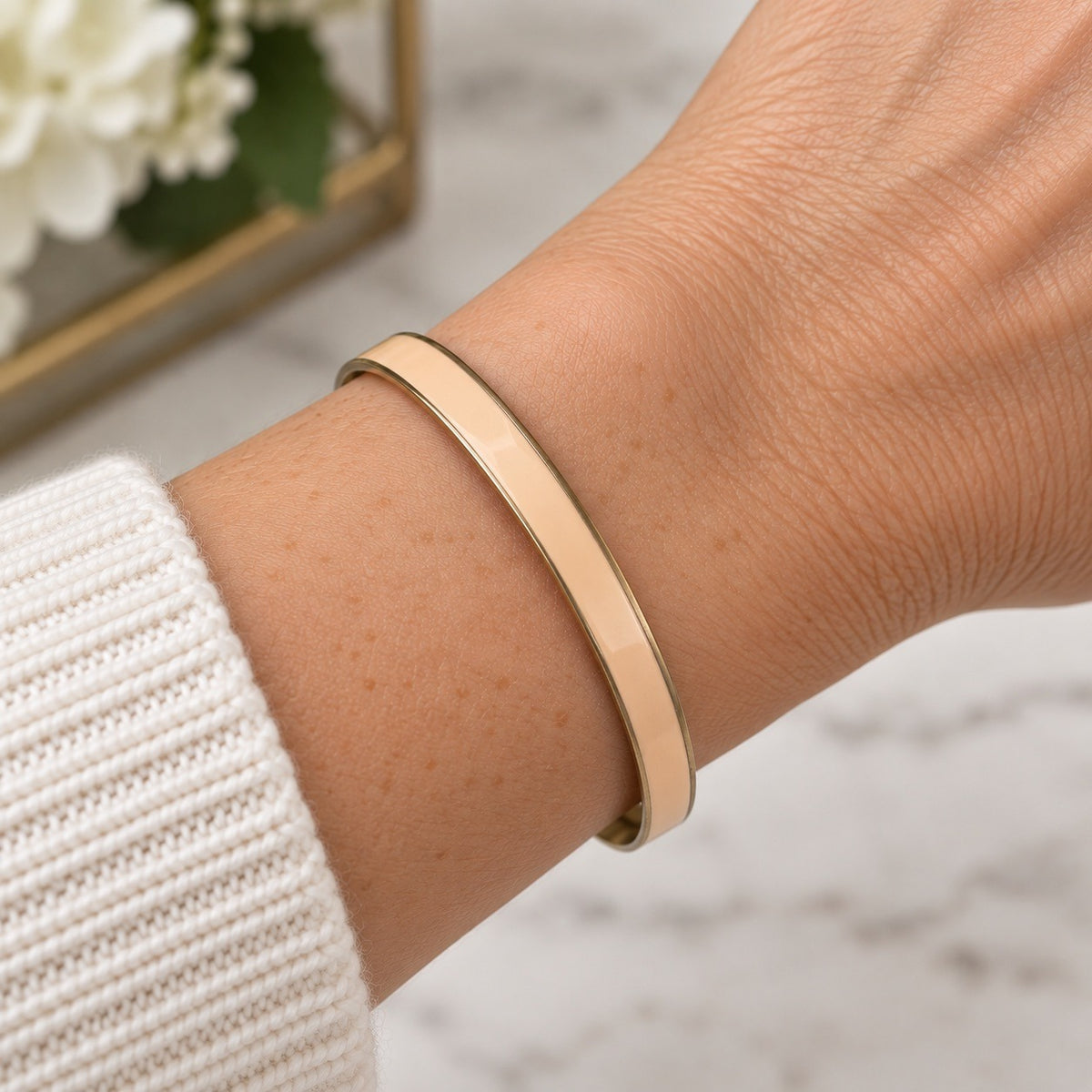 Vintage Vendome Peach Gold Tone Minimalist Stackable Bangle Bracelet 2.5 Inch
