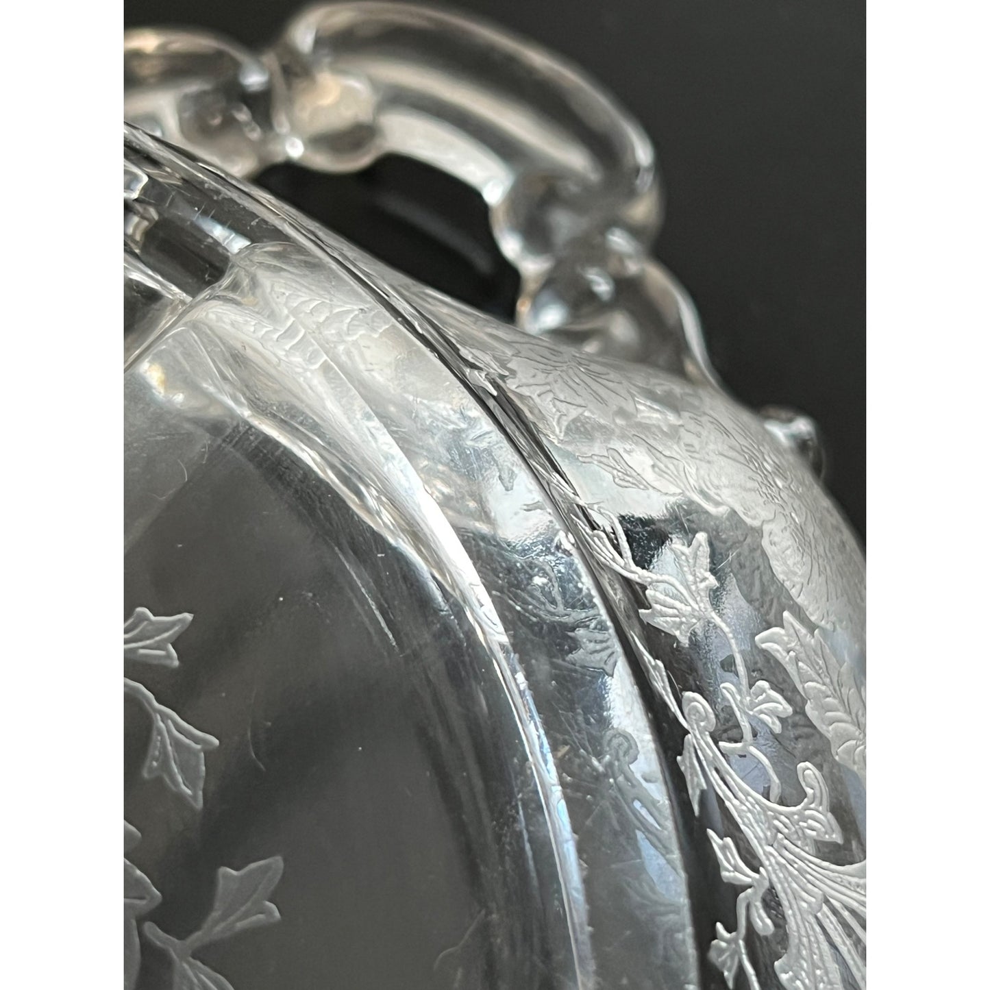 Cambridge Glass “Wildflower” Etched Divided Relish Dish with Handles