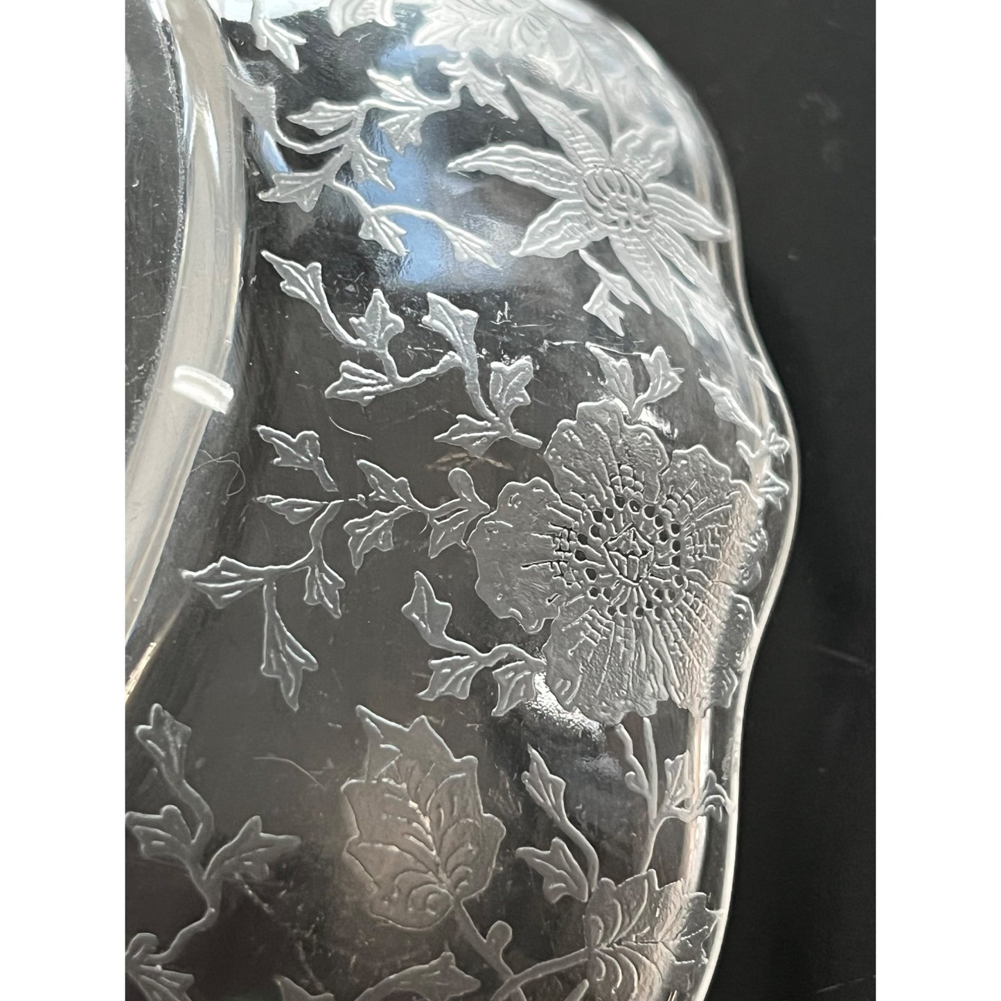 Cambridge Glass “Wildflower” Etched Divided Relish Dish with Handles