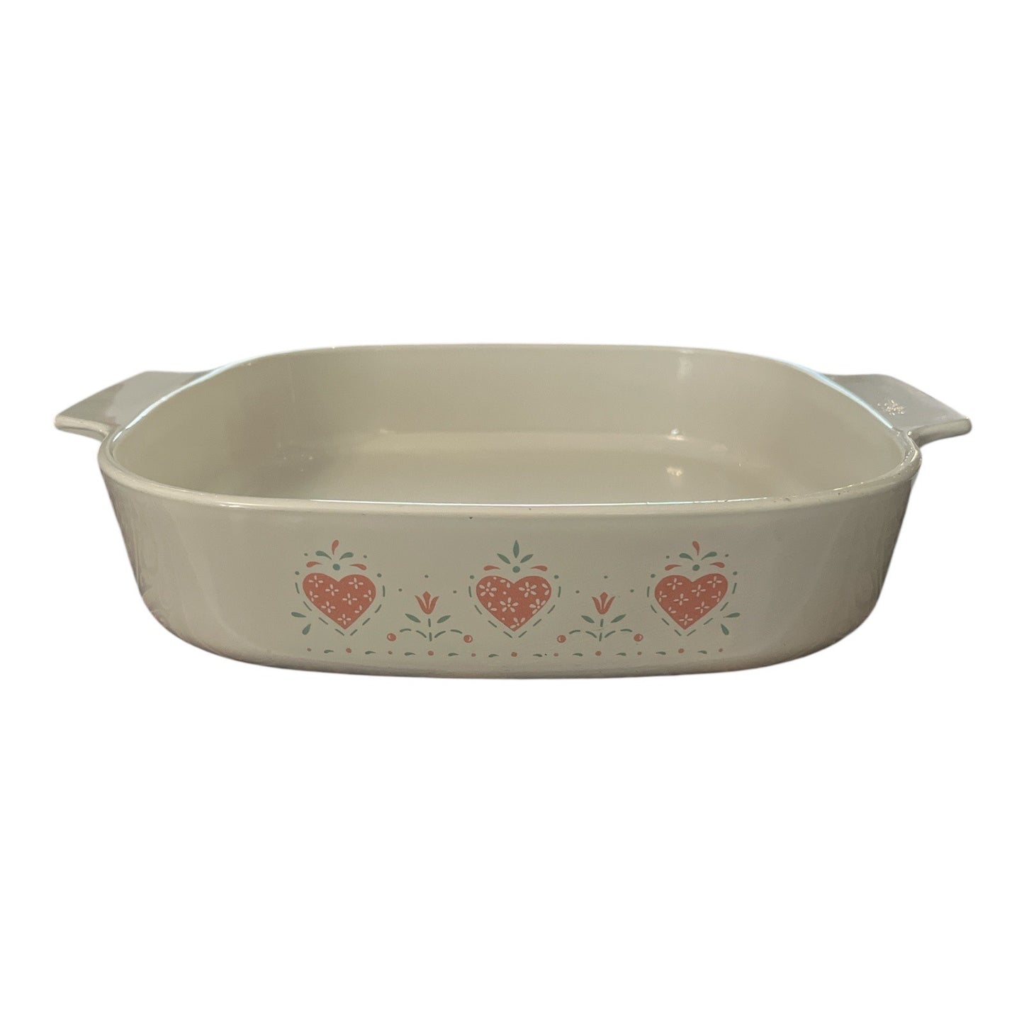 Corning Ware Casserole Dish – Country Heart Pattern – Square Baking Dish – 8x8 – Vintage USA