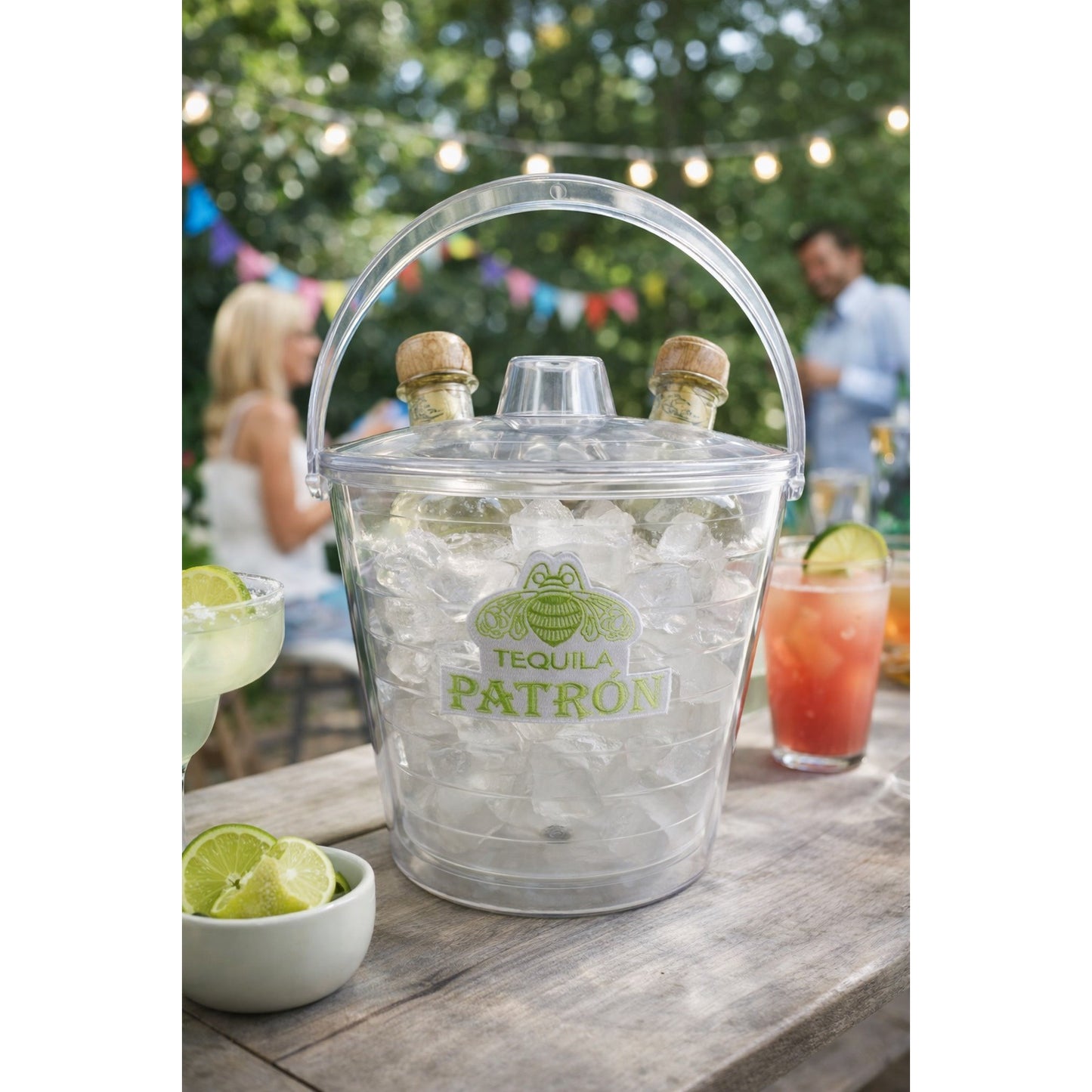 Patrón Tequila Clear Double Insulated Ice Bucket with Lid and Handle