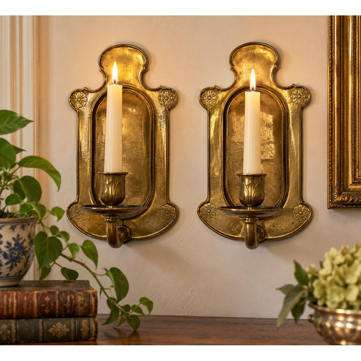 Vintage GATCO Italy Solid Brass Wall Candle Sconces Pair Model 2025
