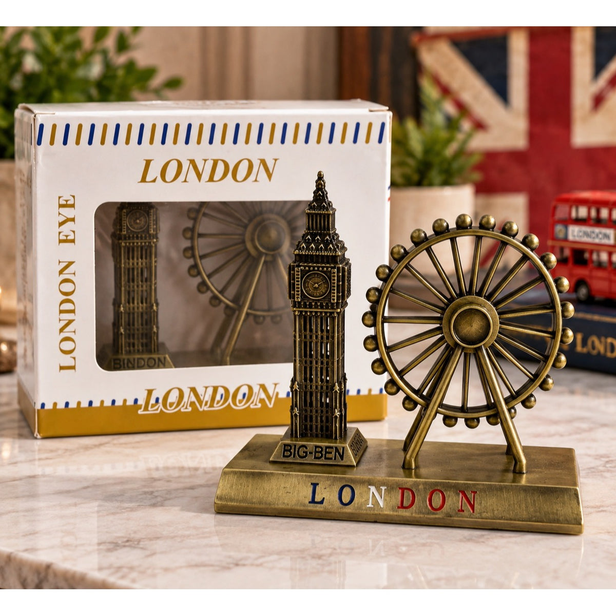 London Big Ben London Eye Metal Souvenir Model Antique Bronze Original Box
