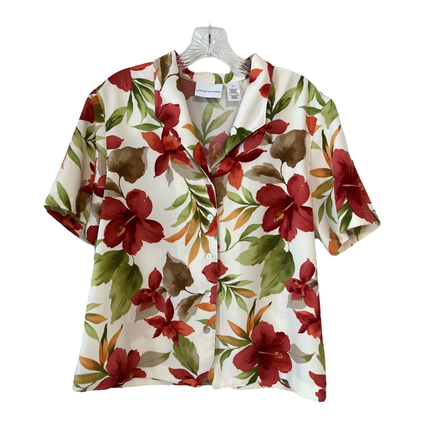 Alfred Dunner Women’s Floral Blouse – Size 12 – Short Sleeve Button Front – 44" Chest