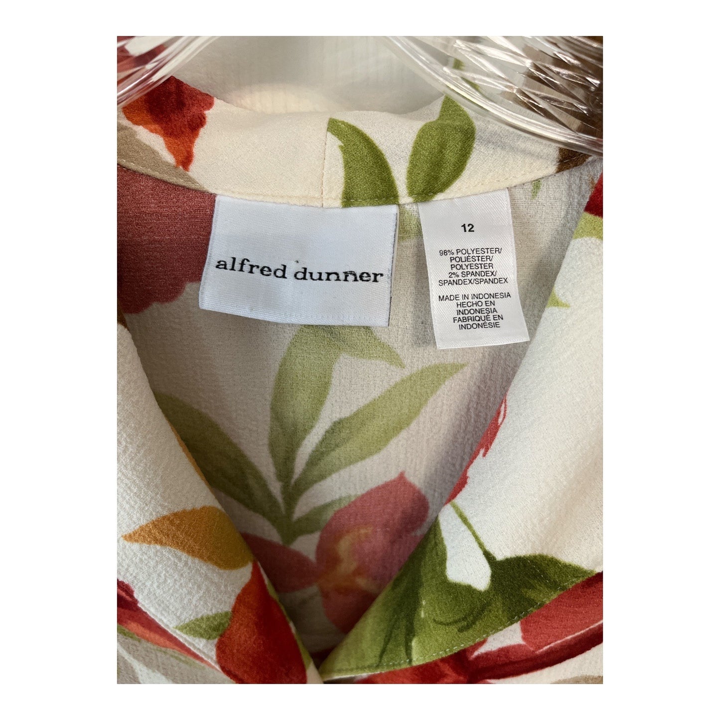 Alfred Dunner Women’s Floral Blouse – Size 12 – Short Sleeve Button Front – 44" Chest
