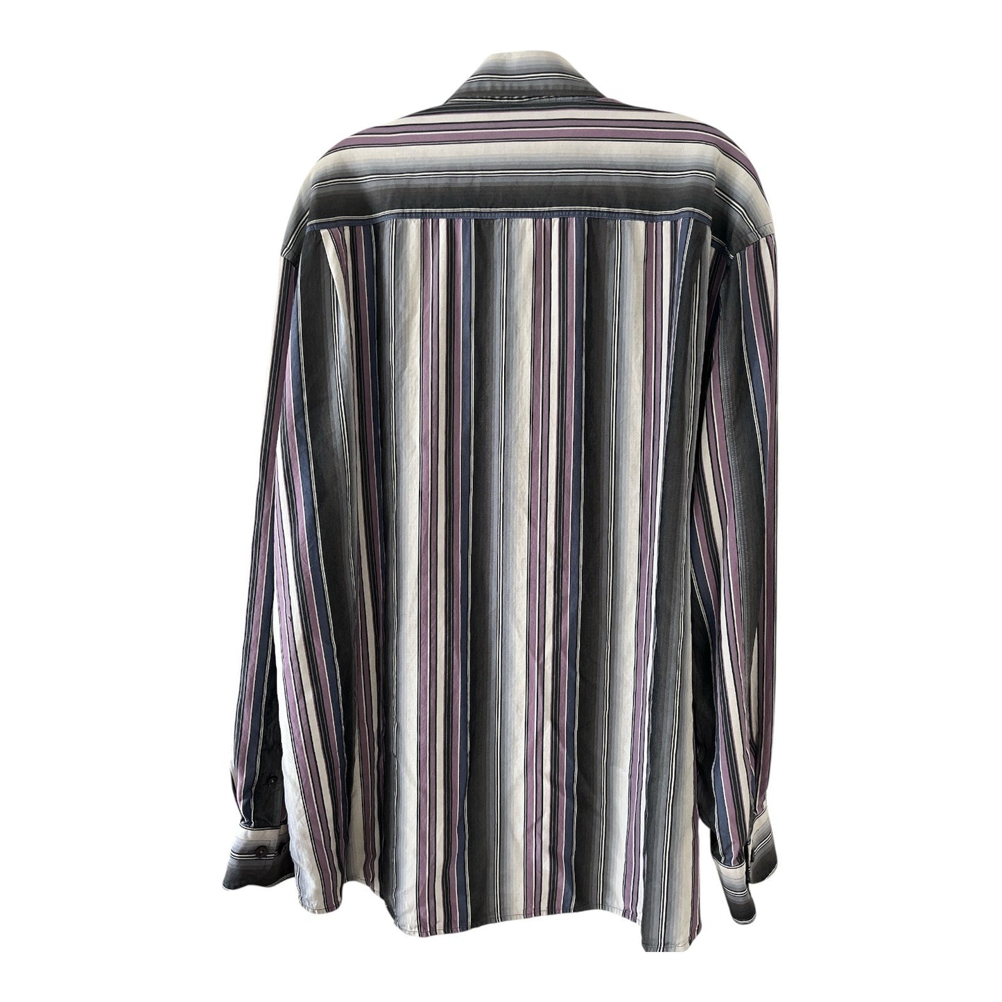 Vtg Tommy Bahama Men’s XXL Striped Shirt – Silk Blend Button Down, Gray Purple Black, 54" Chest