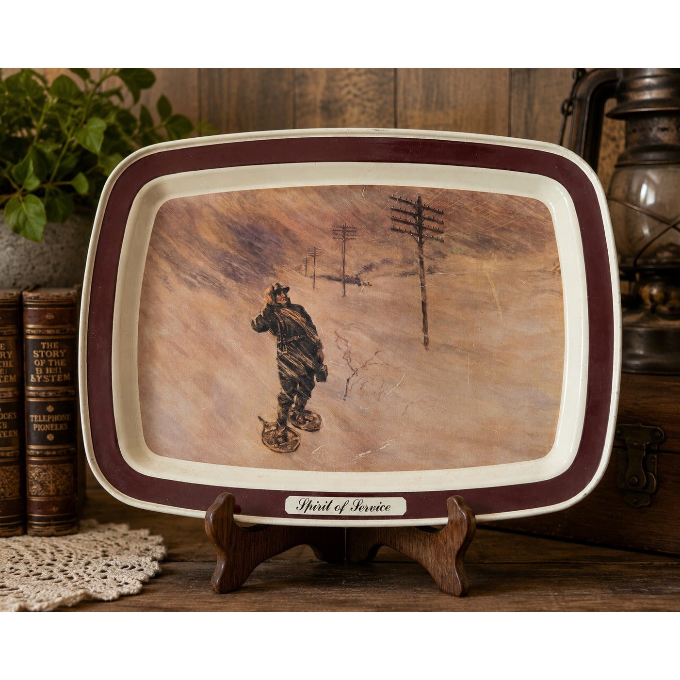 Vintage Bell System AT&T Spirit of Service Lineman Advertising Tray Blizzard of 1888