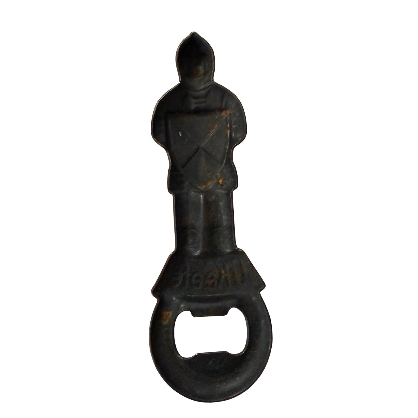 Vintage O'Keefe Knight Bottle Opener Cast Metal Figural Breweriana 6"