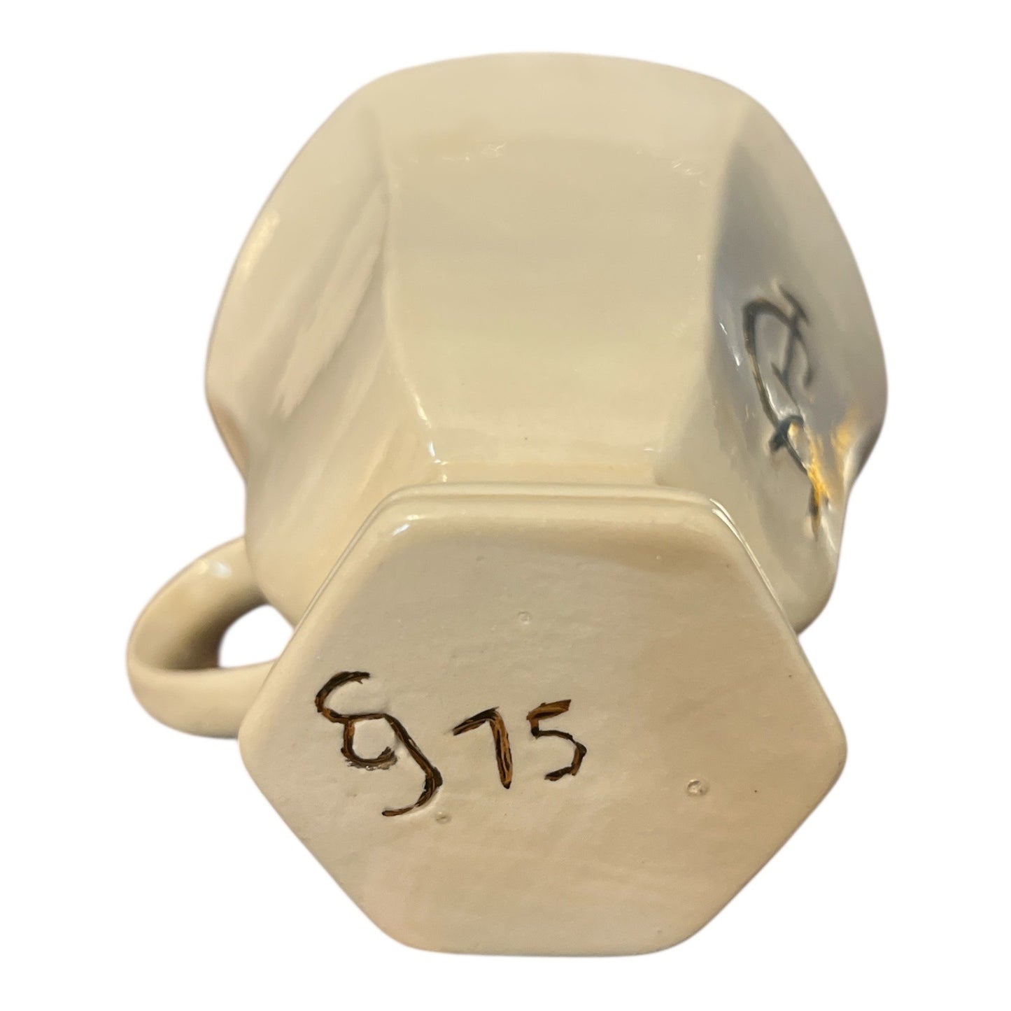 Handmade Ivory Glazed Ceramic Cup – “ICA” Monogram – Signed 915 – Studio Pottery – 3 x 3.5 in