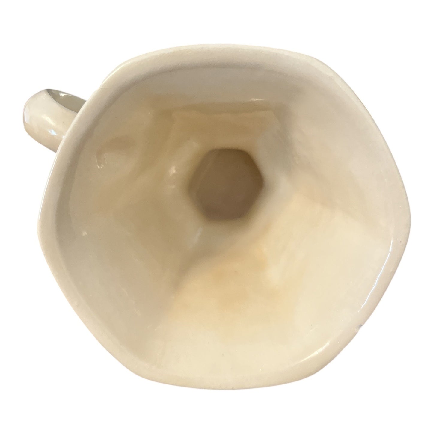 Handmade Ivory Glazed Ceramic Cup – “ICA” Monogram – Signed 915 – Studio Pottery – 3 x 3.5 in