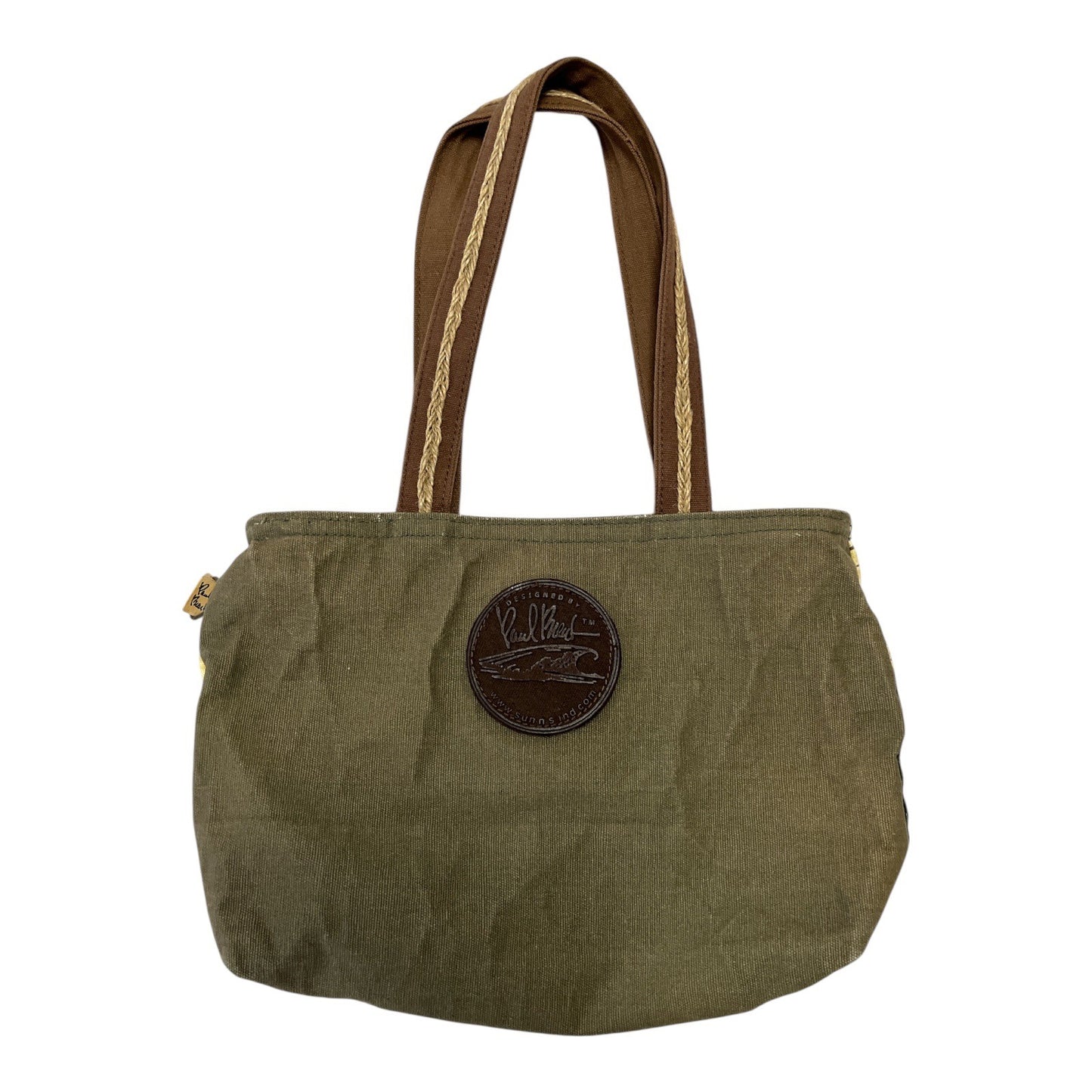 Paul Brent Tropical Canvas Tote Bag – Missing Zipper Pull – Palm Trees, Sailboat