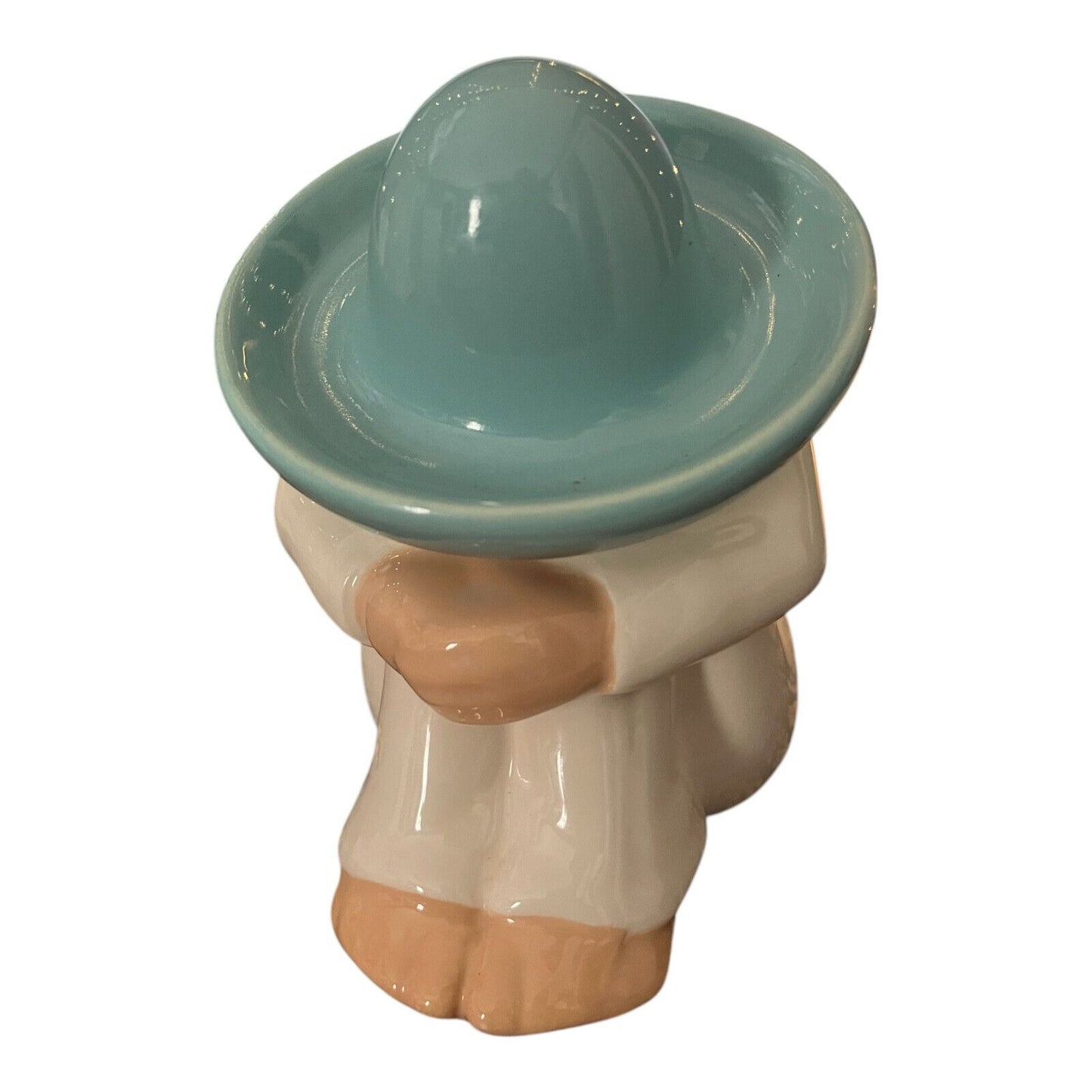 Vintage Home Interiors Sleeping Mexican Pedro "Pepe" – Fiesta Go-Along Figurine – 6" Tall – Turquoise Sombrero – 1980s–1990s