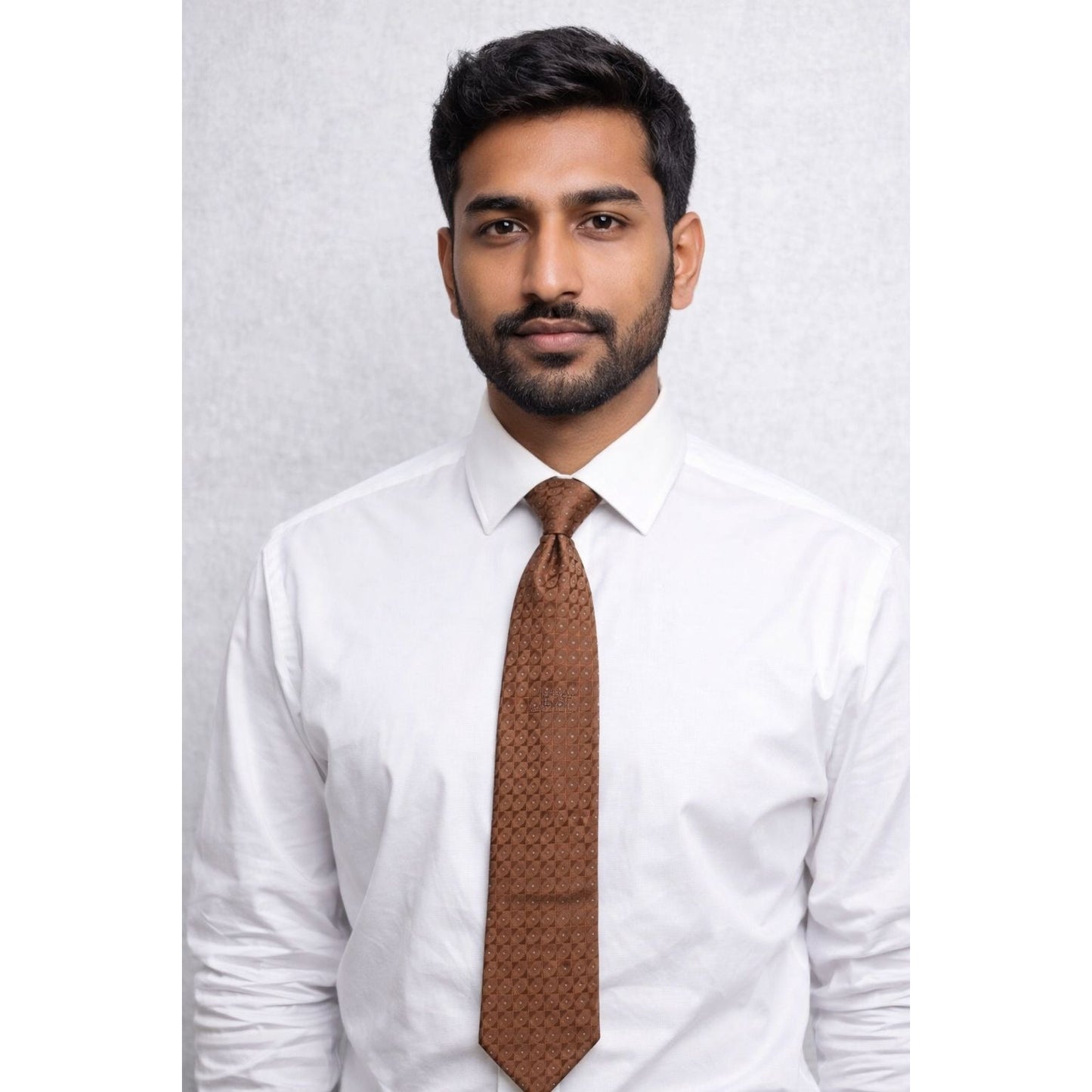 Vintage Calvin Klein 100% Silk Necktie Brown Geometric Pattern Designer Tie