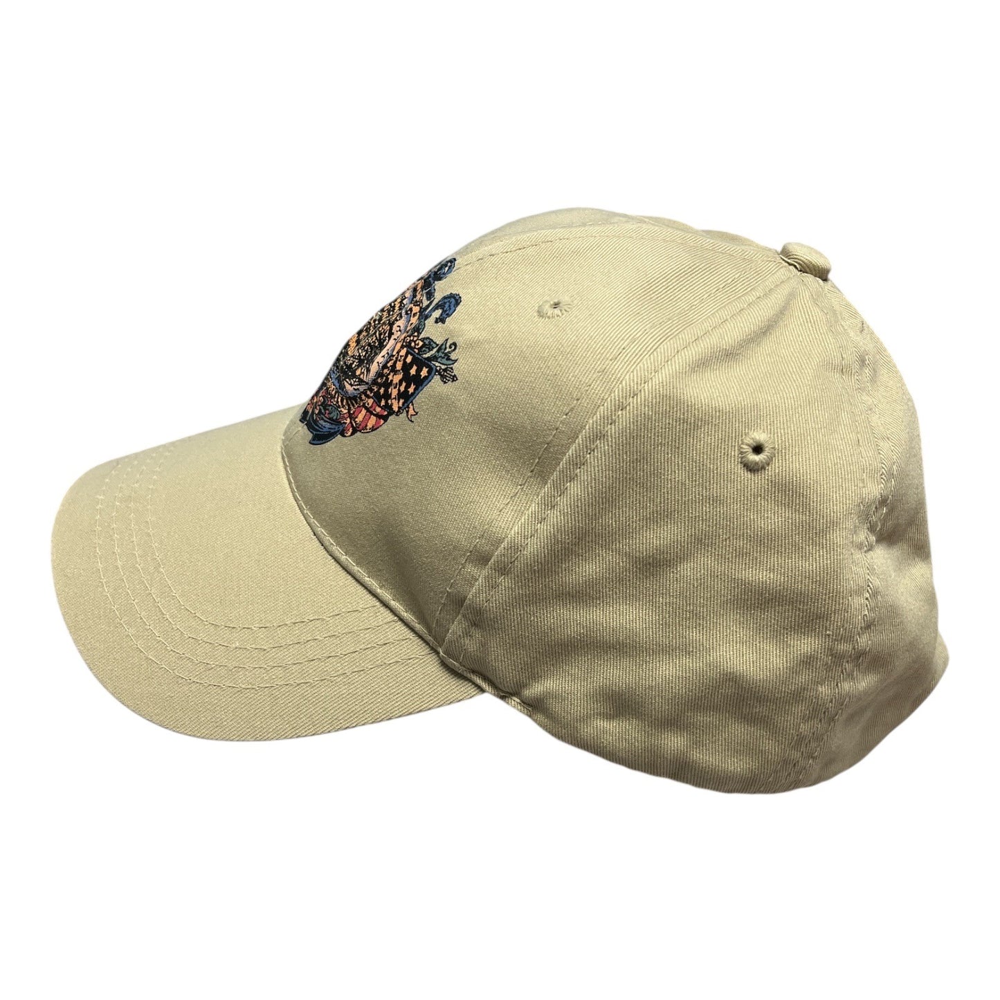 Vintage Y2K West Marine Nautical Crest Hat – Beige Cotton Adjustable Cap – Ship & Flags Embroidery