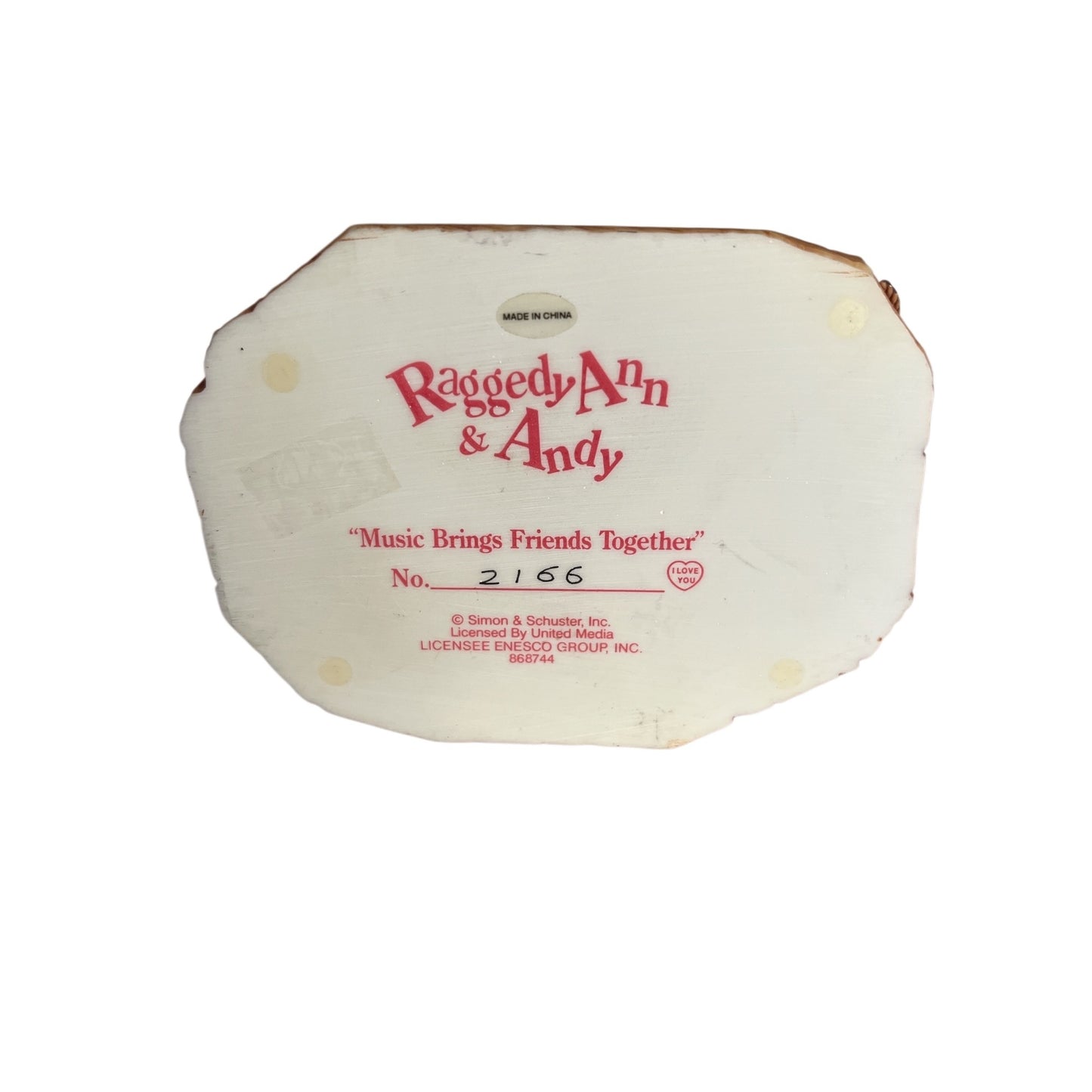 Raggedy Ann & Andy “Music Brings Friends Together” Figurine Camel Enesco 1990s