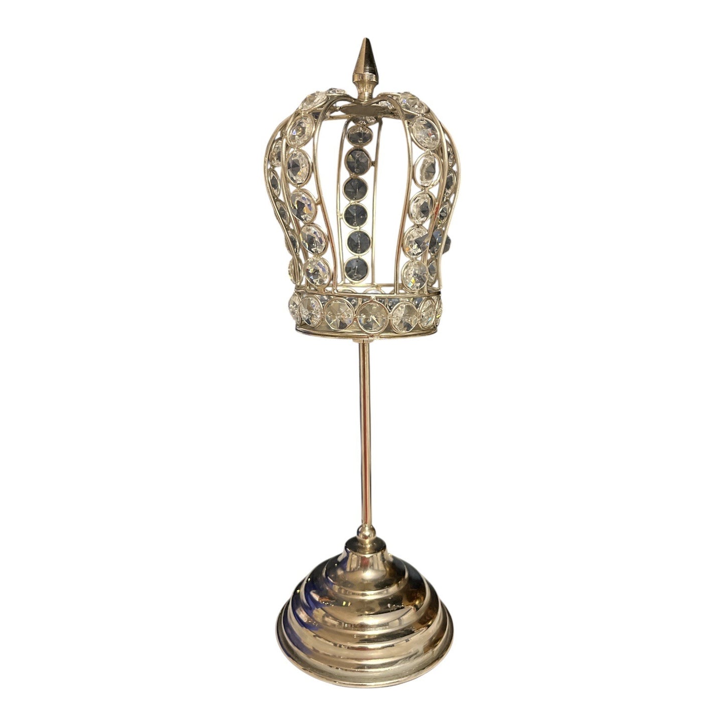 Jeweled Crown Candle Holder, Sparkling Rhinestone Pillar Stand, 14” Tall, For Every Queen