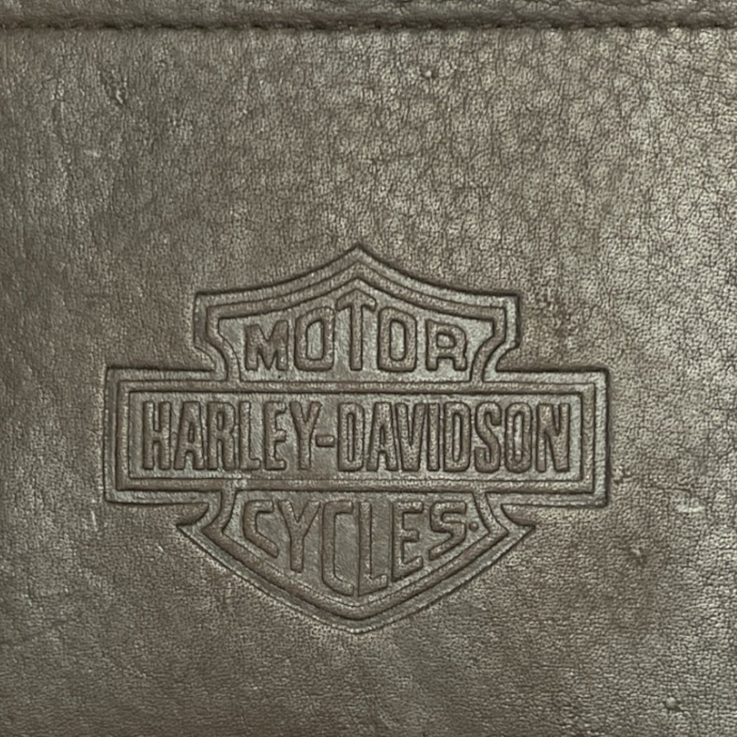 Harley-Davidson Embossed Brown Leather-Look Heavy Catchall Tray – Square 7” – 2004