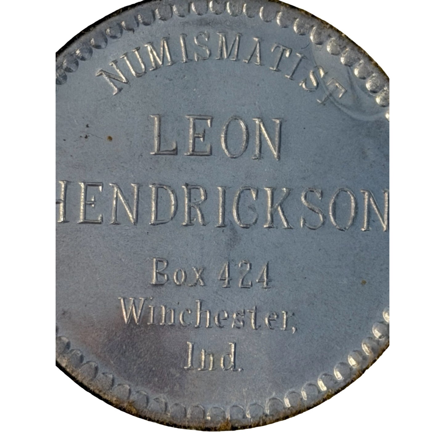 Vintage Leon Hendrickson Numismatist Advertising Buffalo Nickel Dealer Coin Winchester Indiana