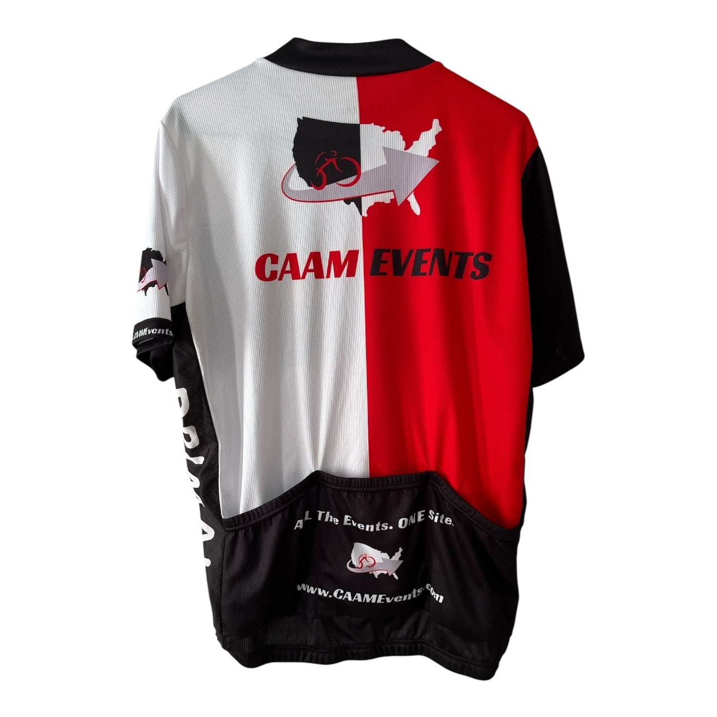 Primal Men’s 2XL CAAM Events Red Black White Cycling Jersey Race Cut Short Sleeve