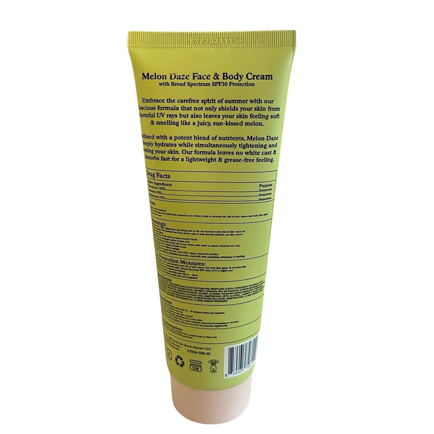 By the Beach Melon Daze SPF 30 Face & Body Cream 6 oz Broad Spectrum Sunscreen