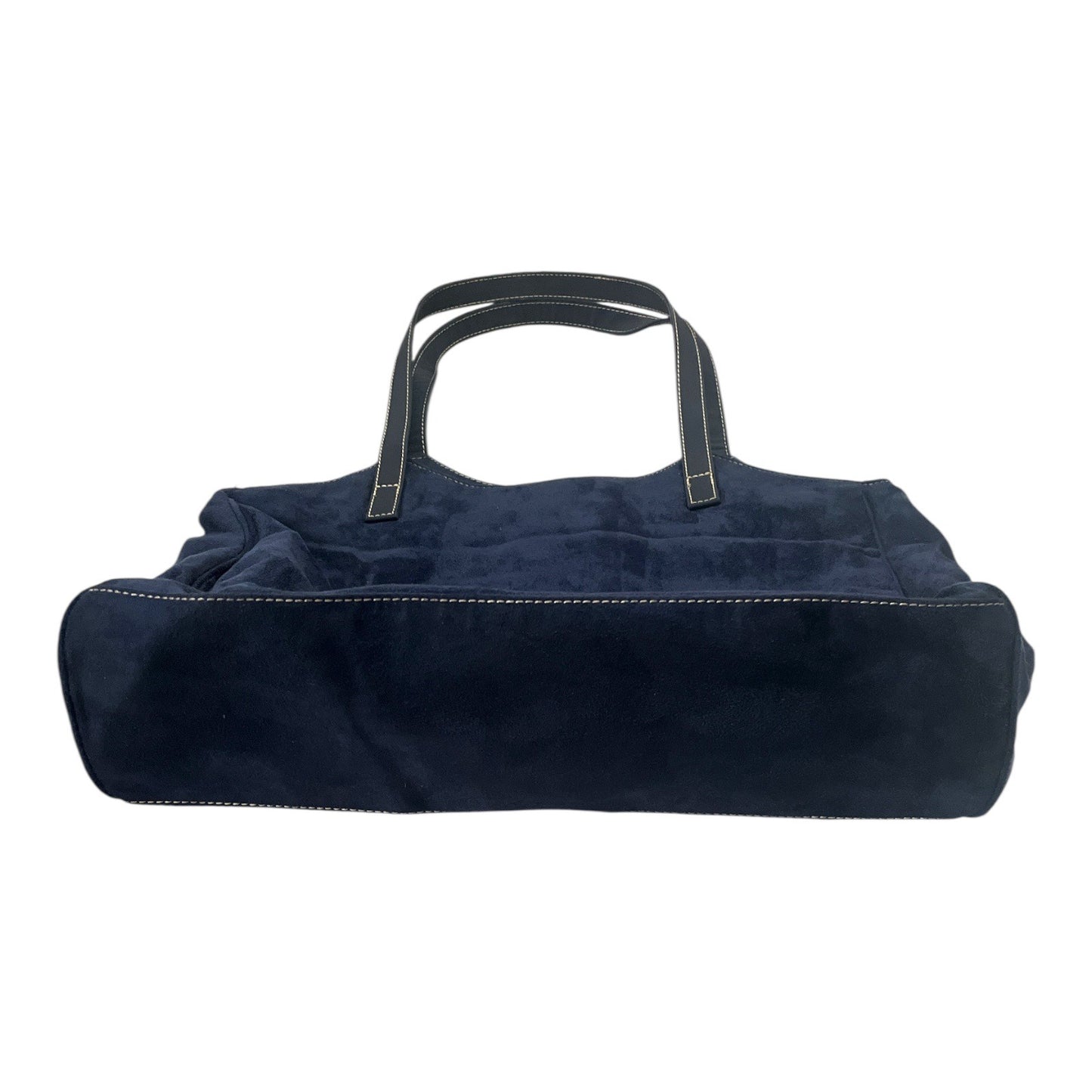 Vintage Lancôme Navy Faux Suede Tote Bag – Buckle Accent – 12" x 16" – Gift with Purchase