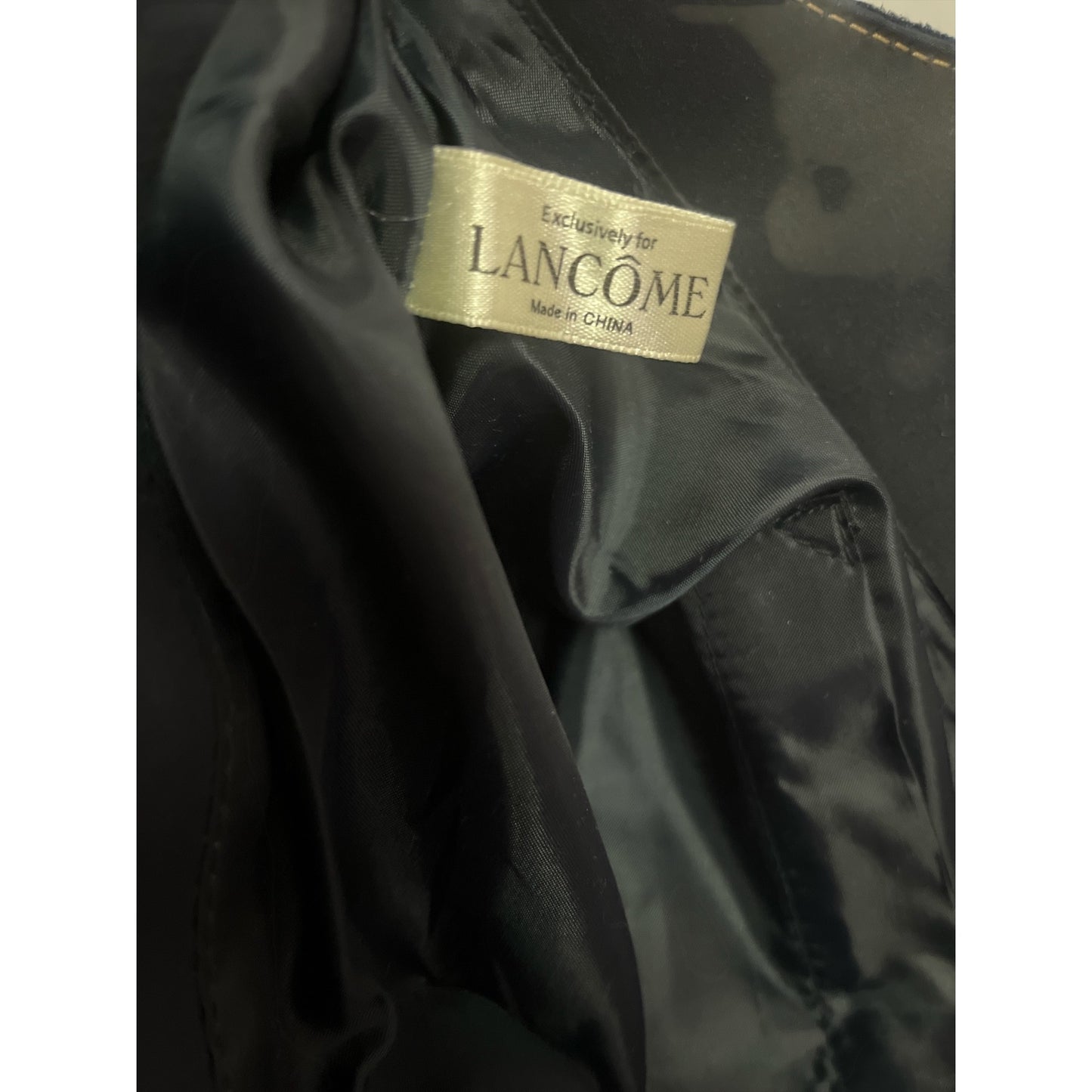 Vintage Lancôme Navy Faux Suede Tote Bag – Buckle Accent – 12" x 16" – Gift with Purchase