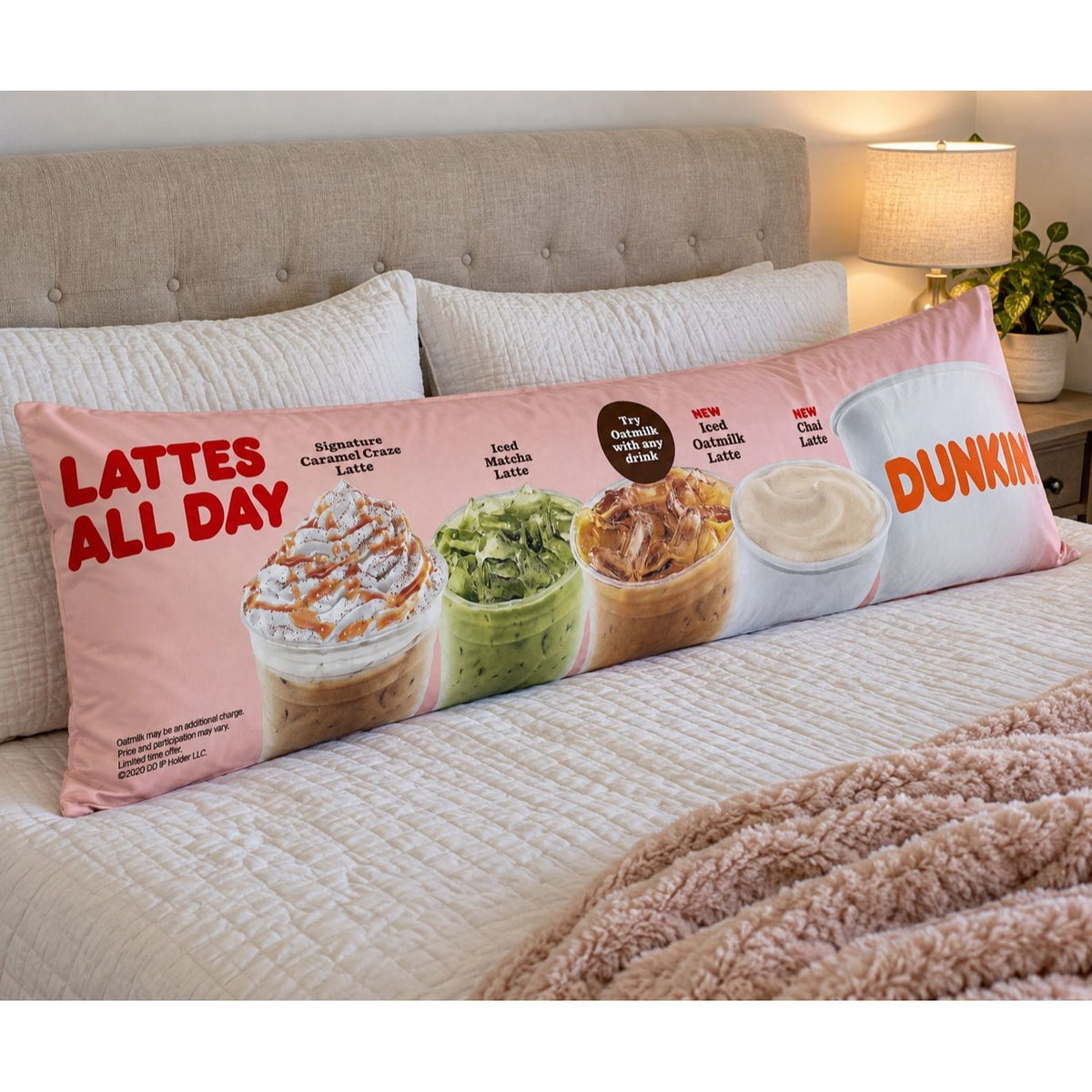 Dunkin Donuts Lattes All Day Body Pillow Cover 53x24 2020 Promo Advertising
