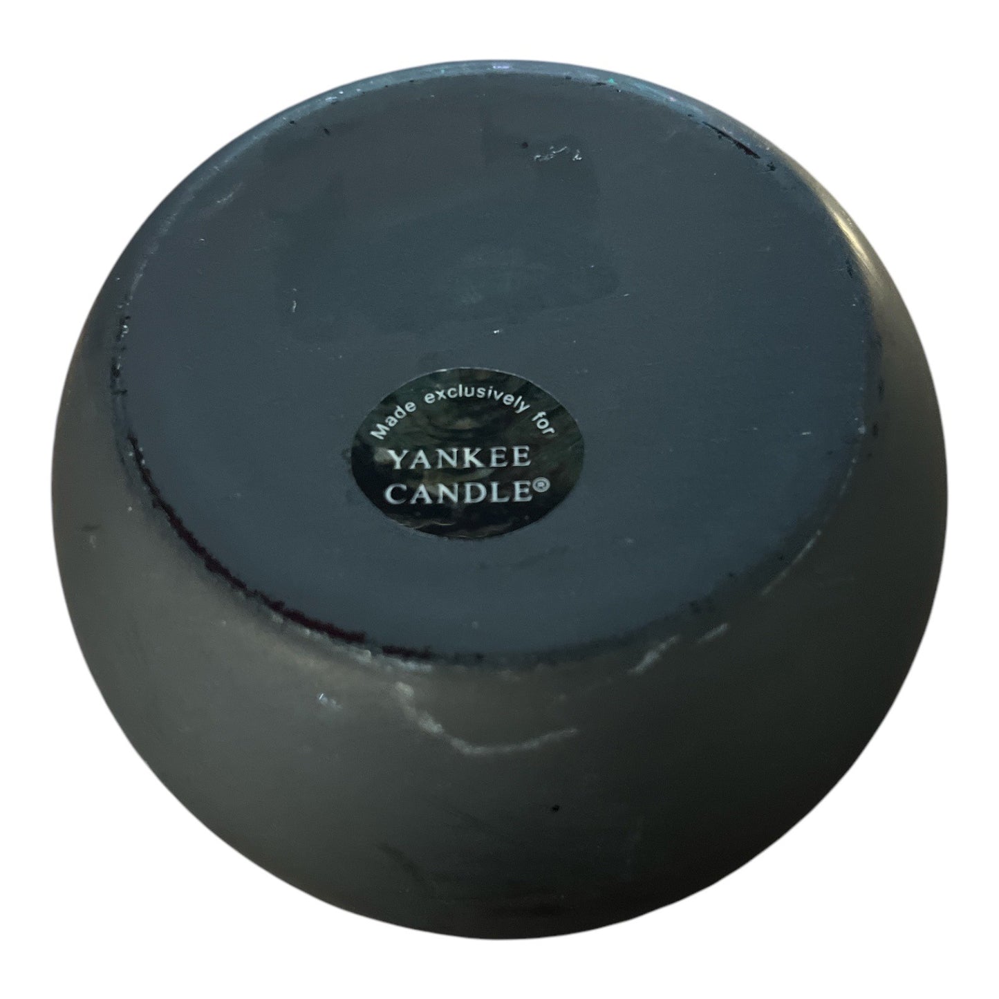 Vtg Yankee Candle Wicked Black Red Glass Candle Holder Halloween Gothic Decor