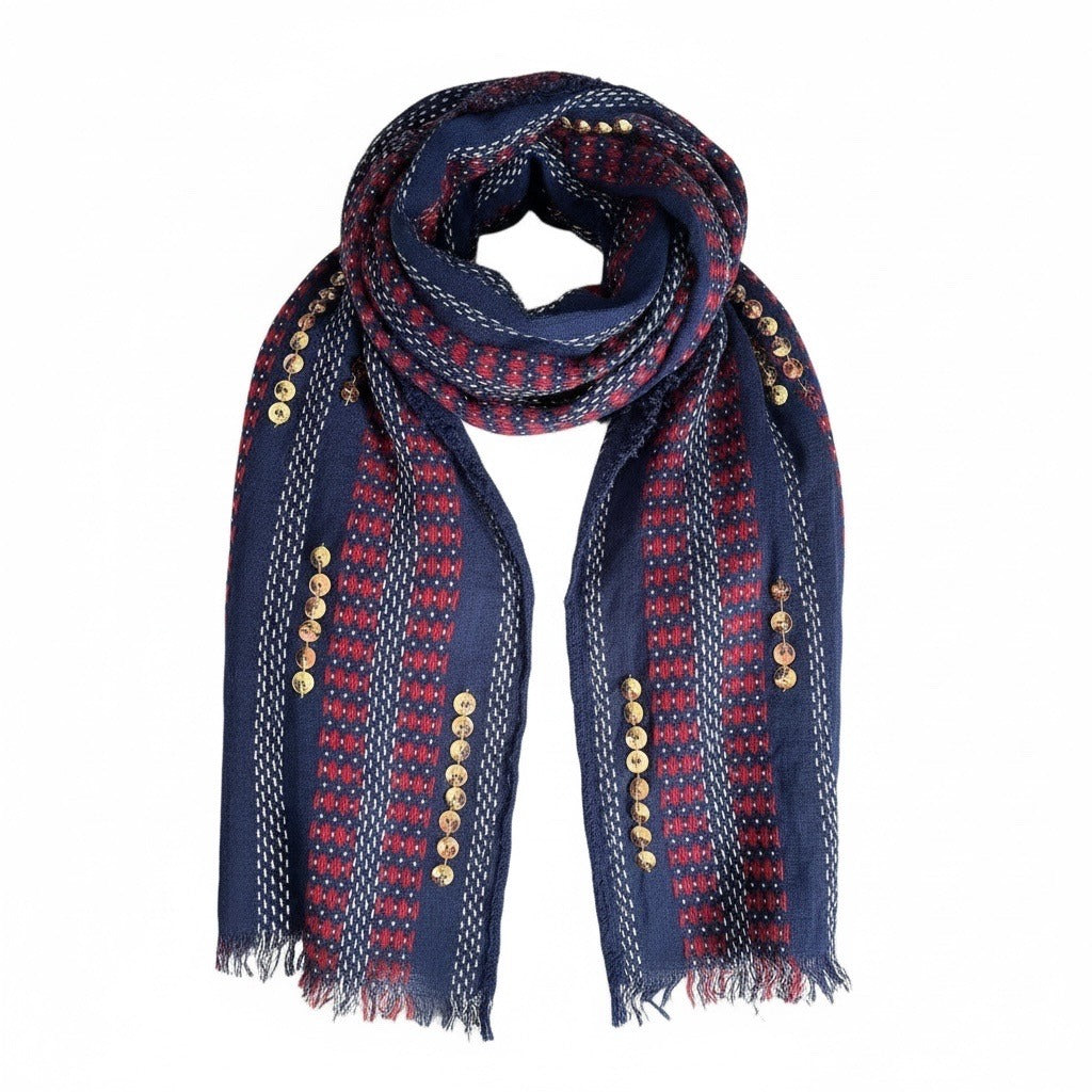 Old Navy Classic Embellished Navy Scarf – Sequins – One Size – NWT