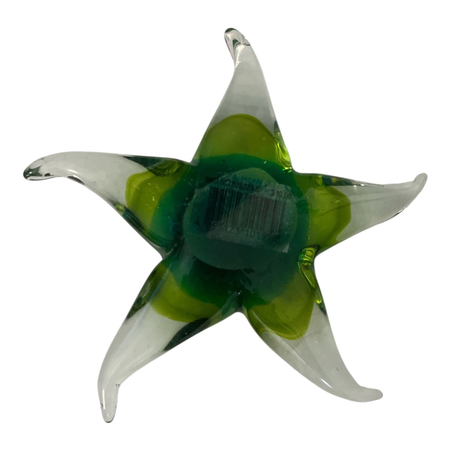 Green & Clear Glass Starfish Figurine – Art Glass Paperweight – 5.5” – With Original Box