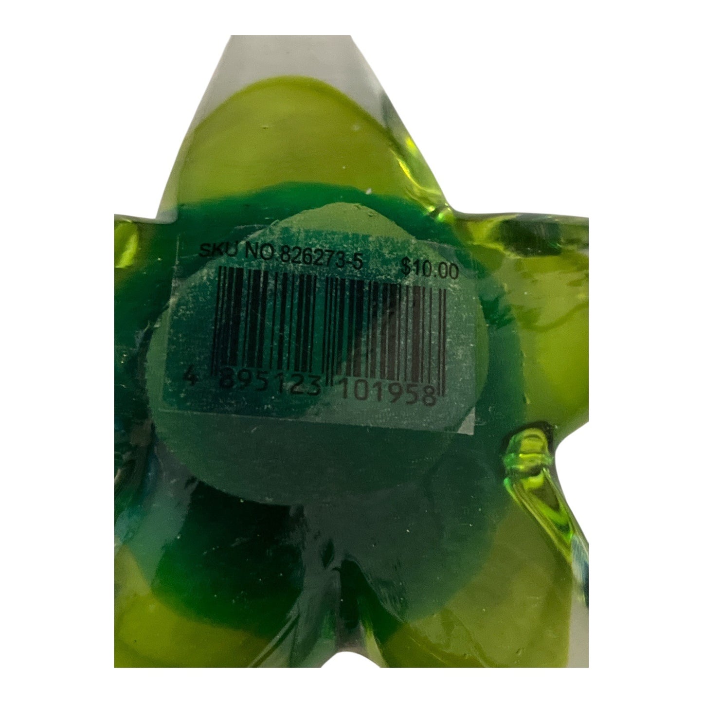 Green & Clear Glass Starfish Figurine – Art Glass Paperweight – 5.5” – With Original Box