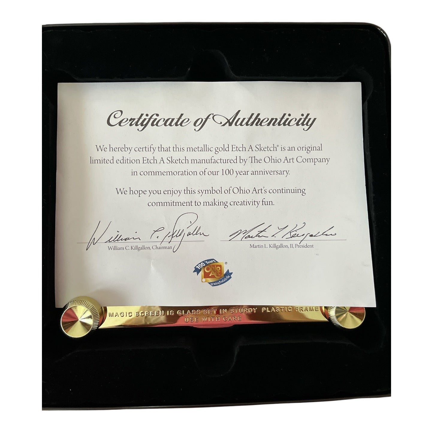 Ohio Art 100th Anniversary Collector’s Edition Etch A Sketch | Gold Metallic | COA & Tin