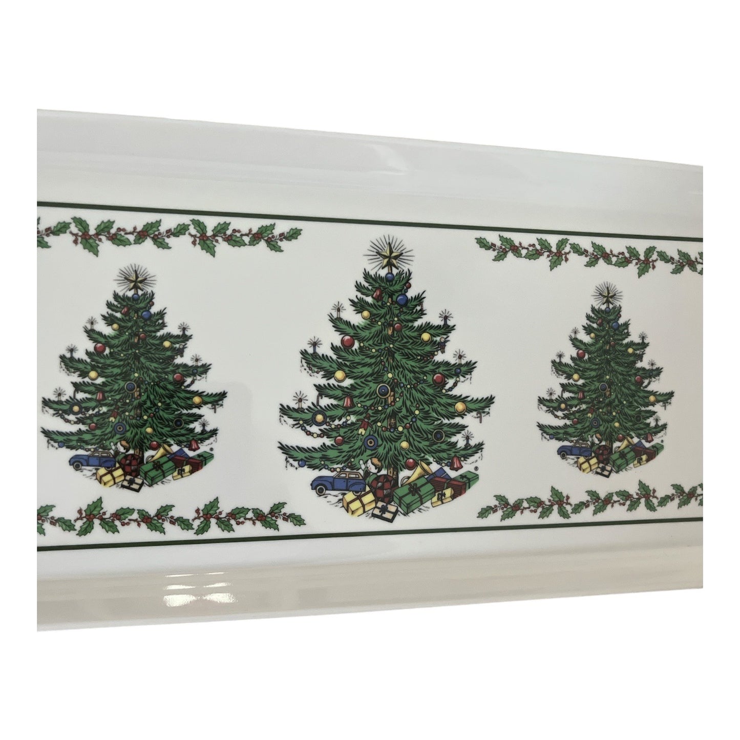 Vintage Melamine Christmas Tray – 3 Tree Design – Made in Thailand – 14.5" Holiday Platter