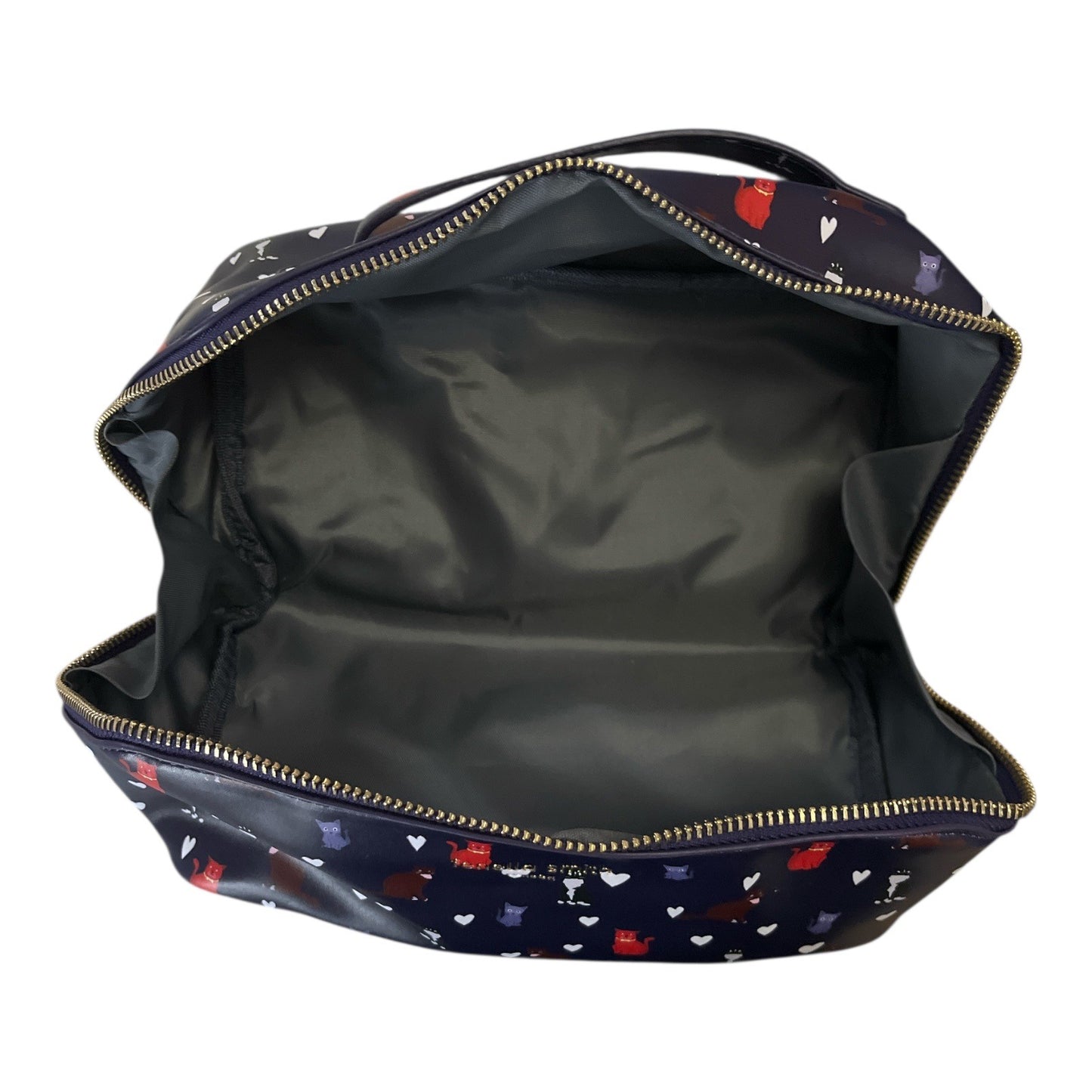 Fenella Smith London Cat Print Cosmetic Makeup Bag Navy Zip Pouch New