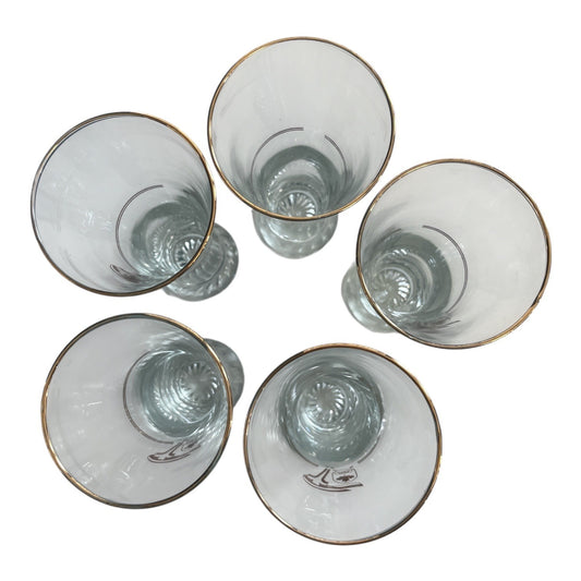 1988 Calgary Olympics Beer Glass Set 5 Petro Canada Promo 22K Gold Pilsner Glasses