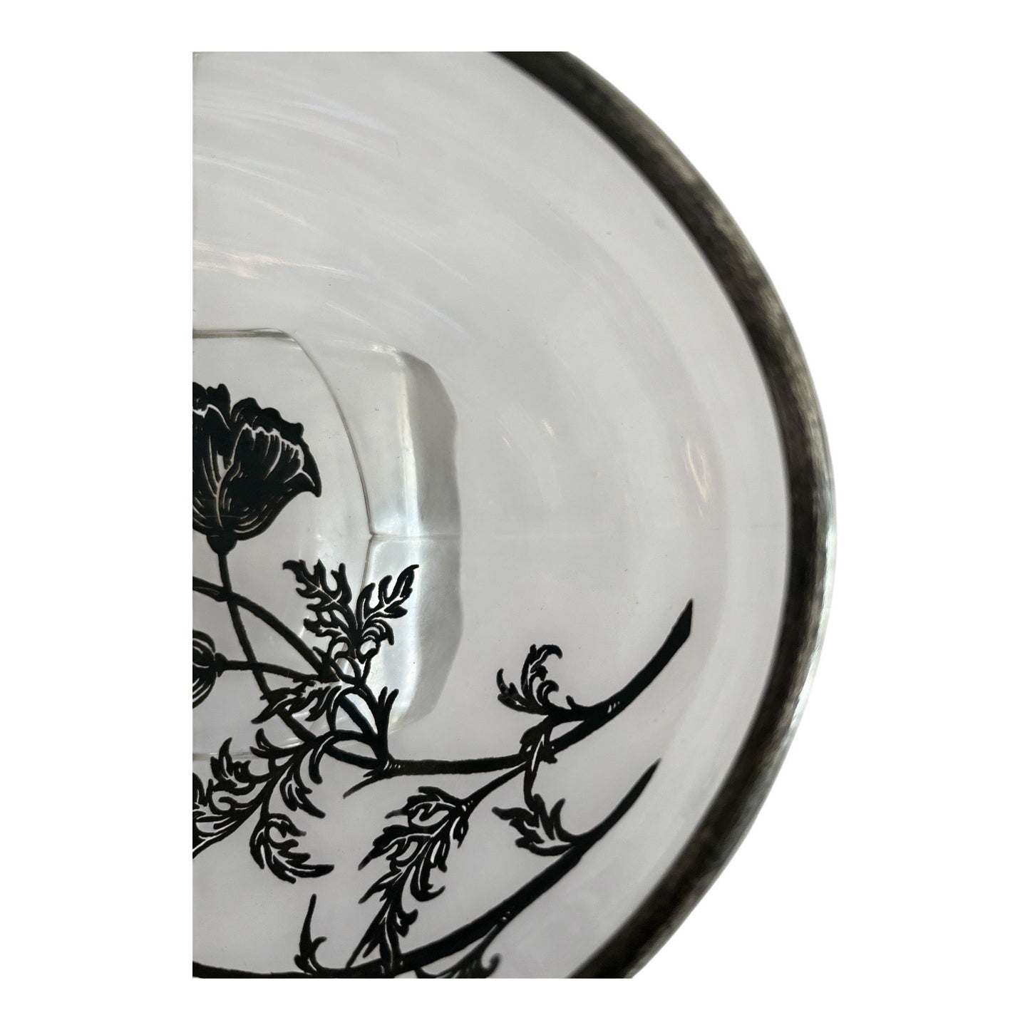 Vintage 1950s Silver Overlay Oval Bowl – Floral Design, Aged Patina, Tiny Flaws – 10x7