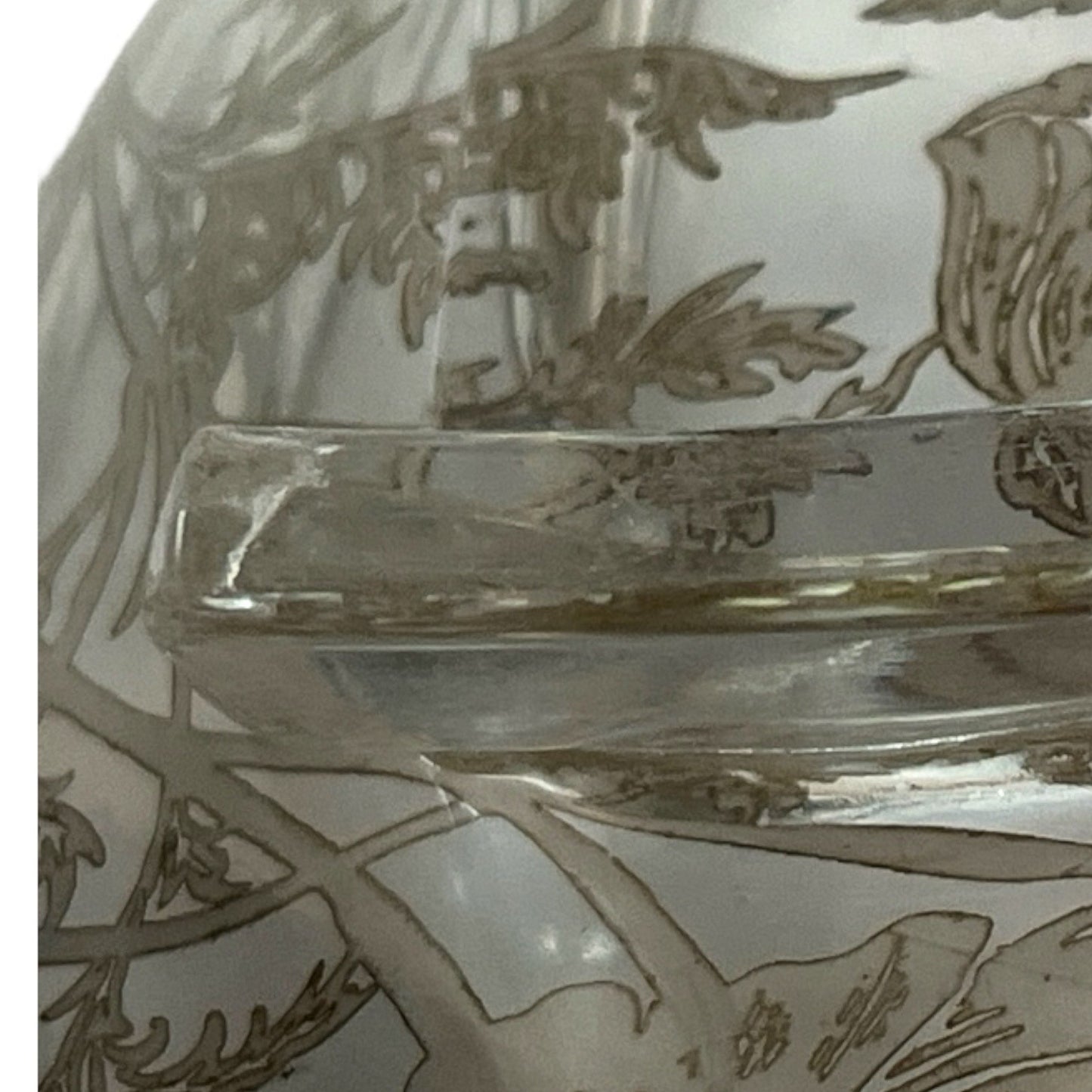Vintage 1950s Silver Overlay Oval Bowl – Floral Design, Aged Patina, Tiny Flaws – 10x7