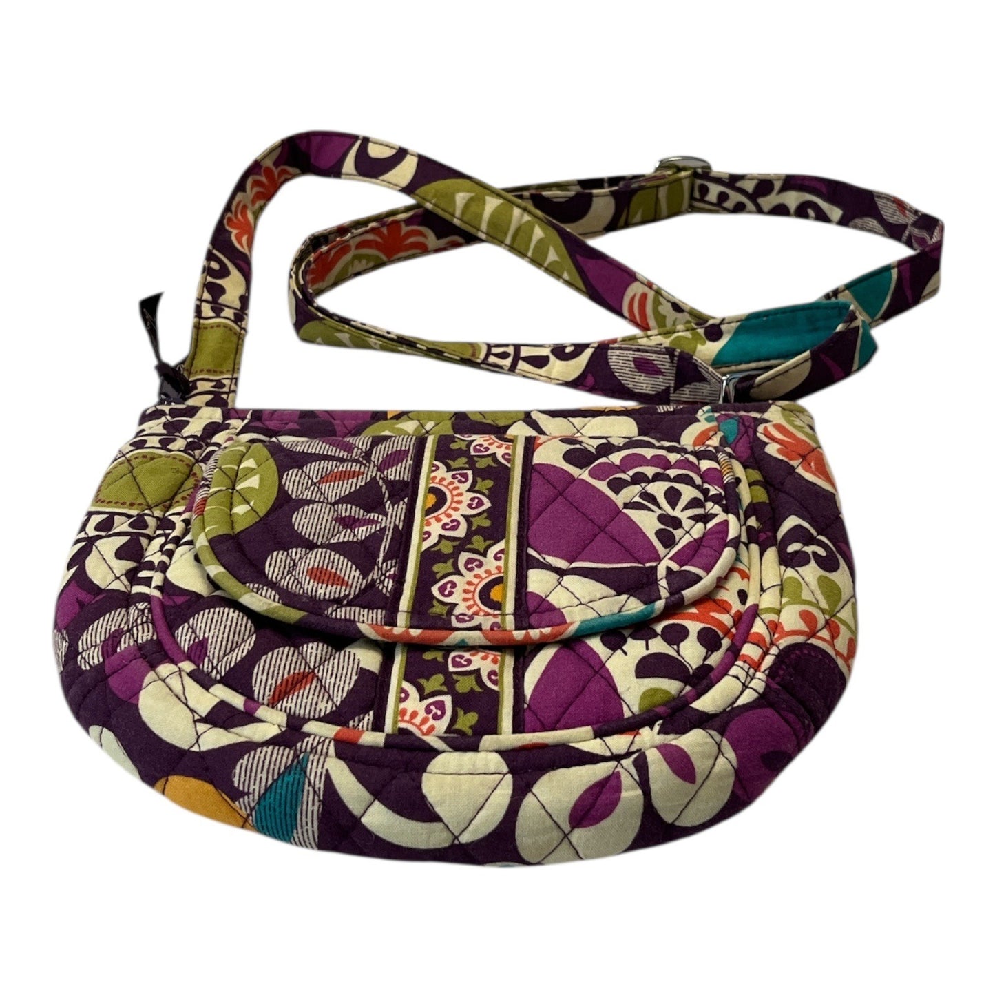 Vera Bradley Quilted Crossbody Bag – Ribbons Pattern – Adjustable Strap, Pockets