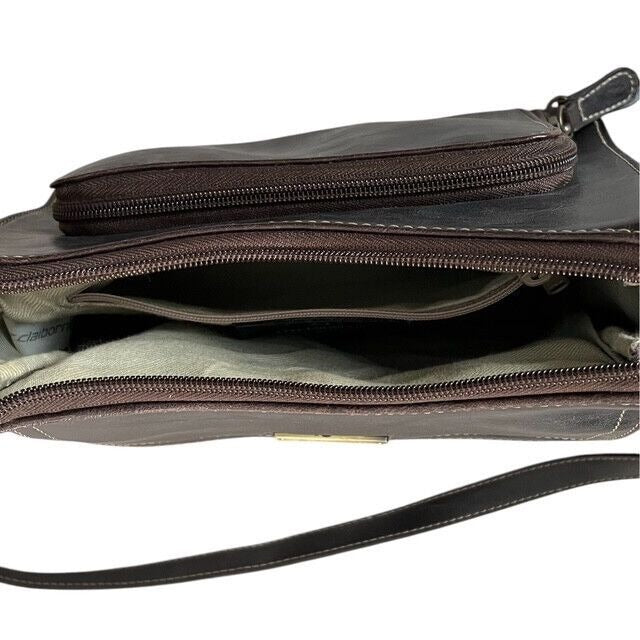 Liz Claiborne Brown Leather Crossbody Bag – Adjustable Strap, Multi-Pocket Organizer