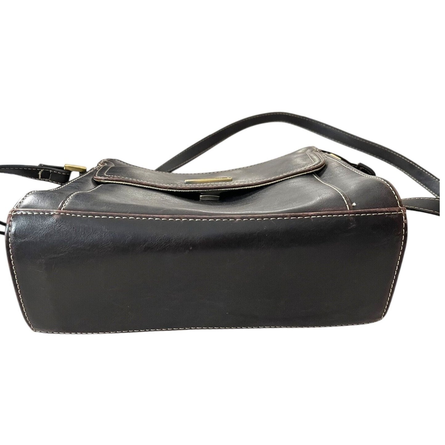 Liz Claiborne Brown Leather Crossbody Bag – Adjustable Strap, Multi-Pocket Organizer