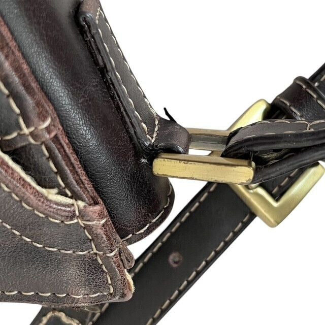 Liz Claiborne Brown Leather Crossbody Bag – Adjustable Strap, Multi-Pocket Organizer