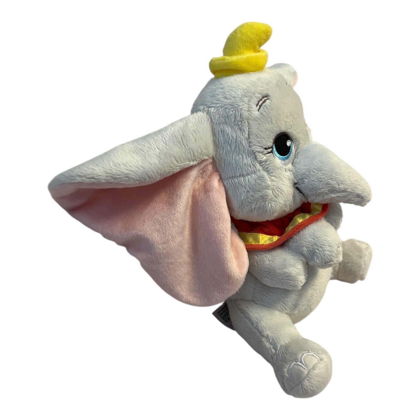 Disney Dumbo Plush Toy 10" Stuffed Elephant with Pink Ears Yellow Hat Soft Animal Doll – Official Tag
