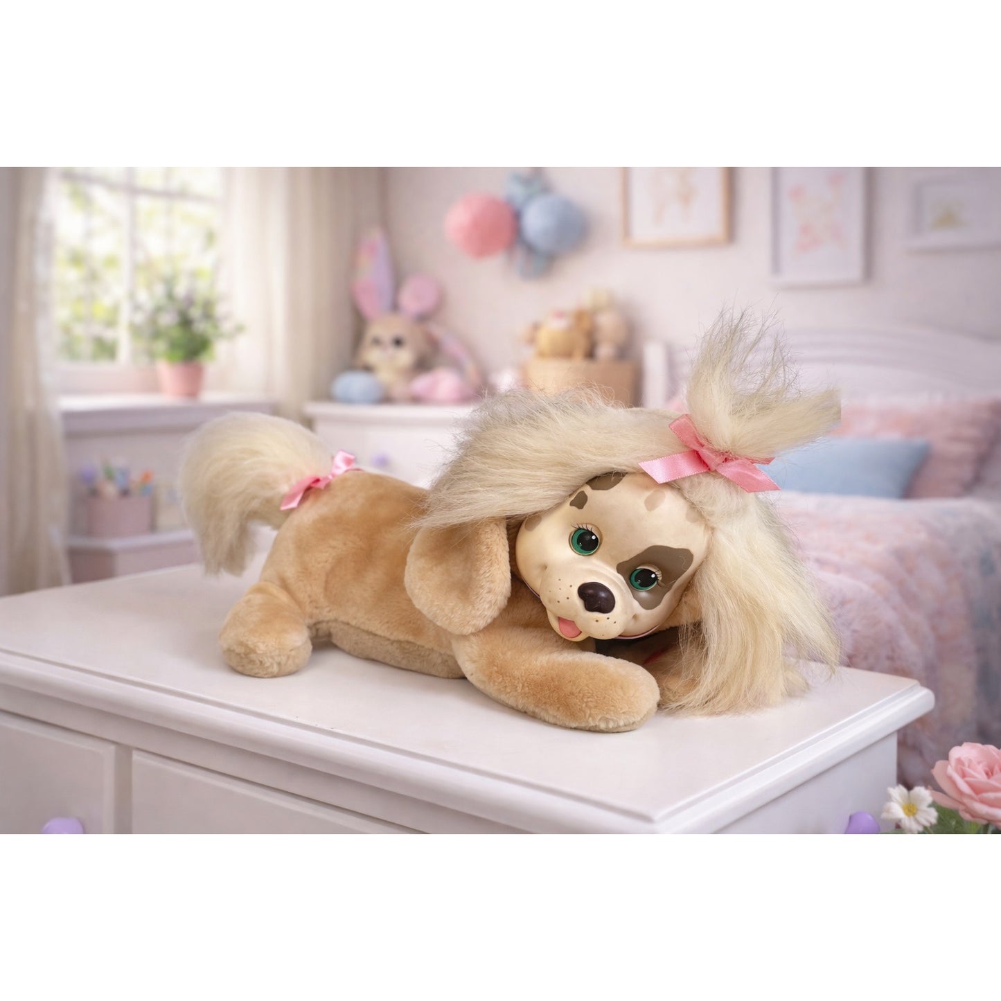 Vintage 1991 Puppy Surprise Coffee Cocker Spaniel Plush Hasbro 12 Inch Dog Toy