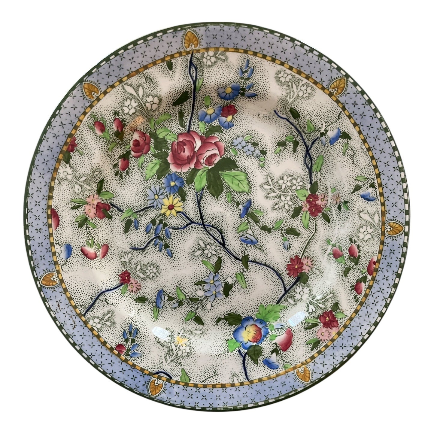 Royal Corona Ware Rosetta Plate – S. Hancock & Sons, 1920s–30s, 10" Floral Chintz.