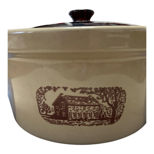 1970s Amana Radarange Country Cooker Casserole Dish – Western Stoneware – With Lid