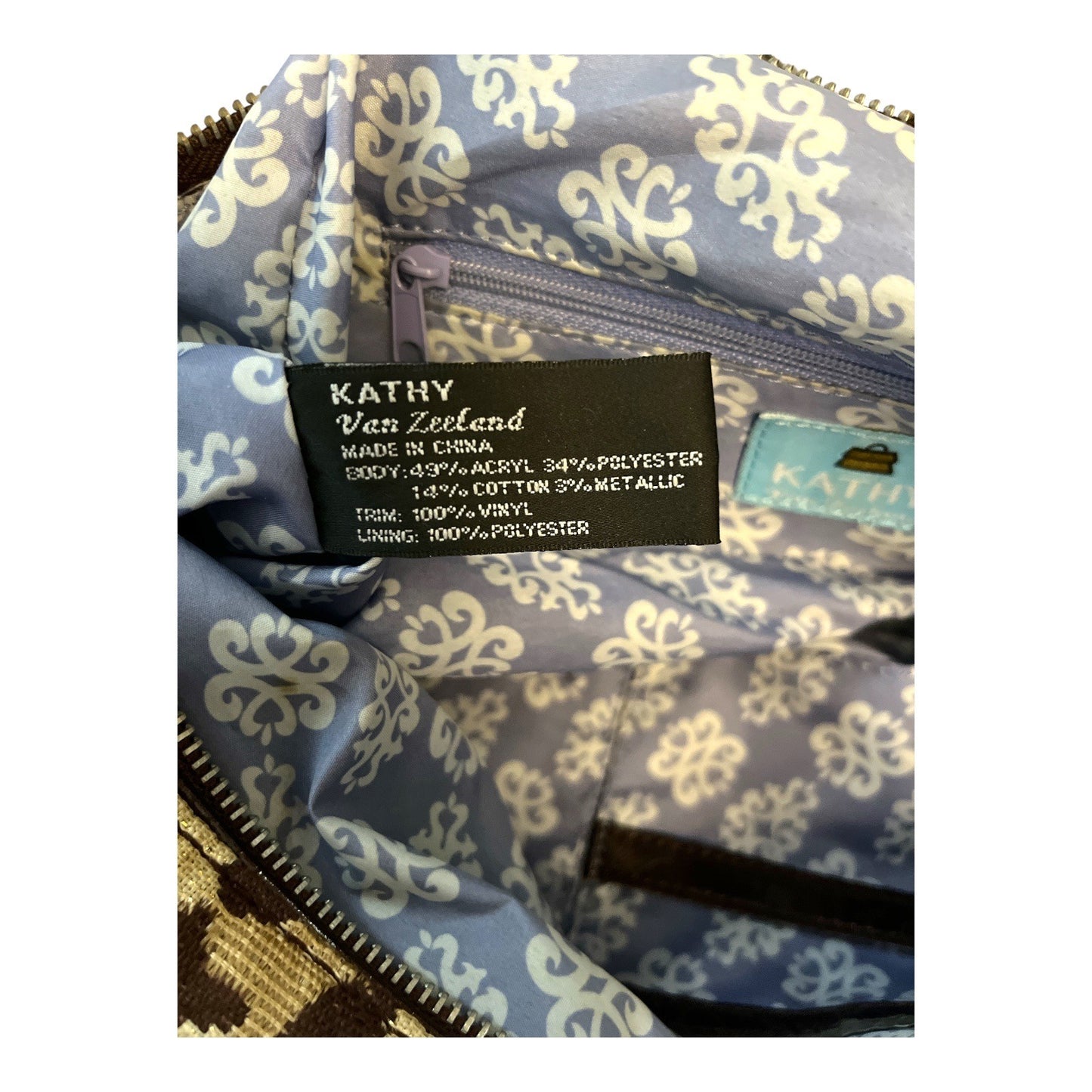Kathy Van Zeeland Early 2000s Boho Leopard Print Satchel Purse – Gold Sparkle Fabric, Patent Trim, Crown Logo