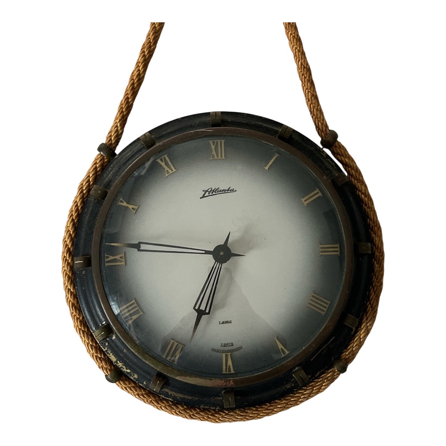Vintage Atlanta 7 Jewel 8 Day Nautical Rope Wall Clock – Made in Western Germany