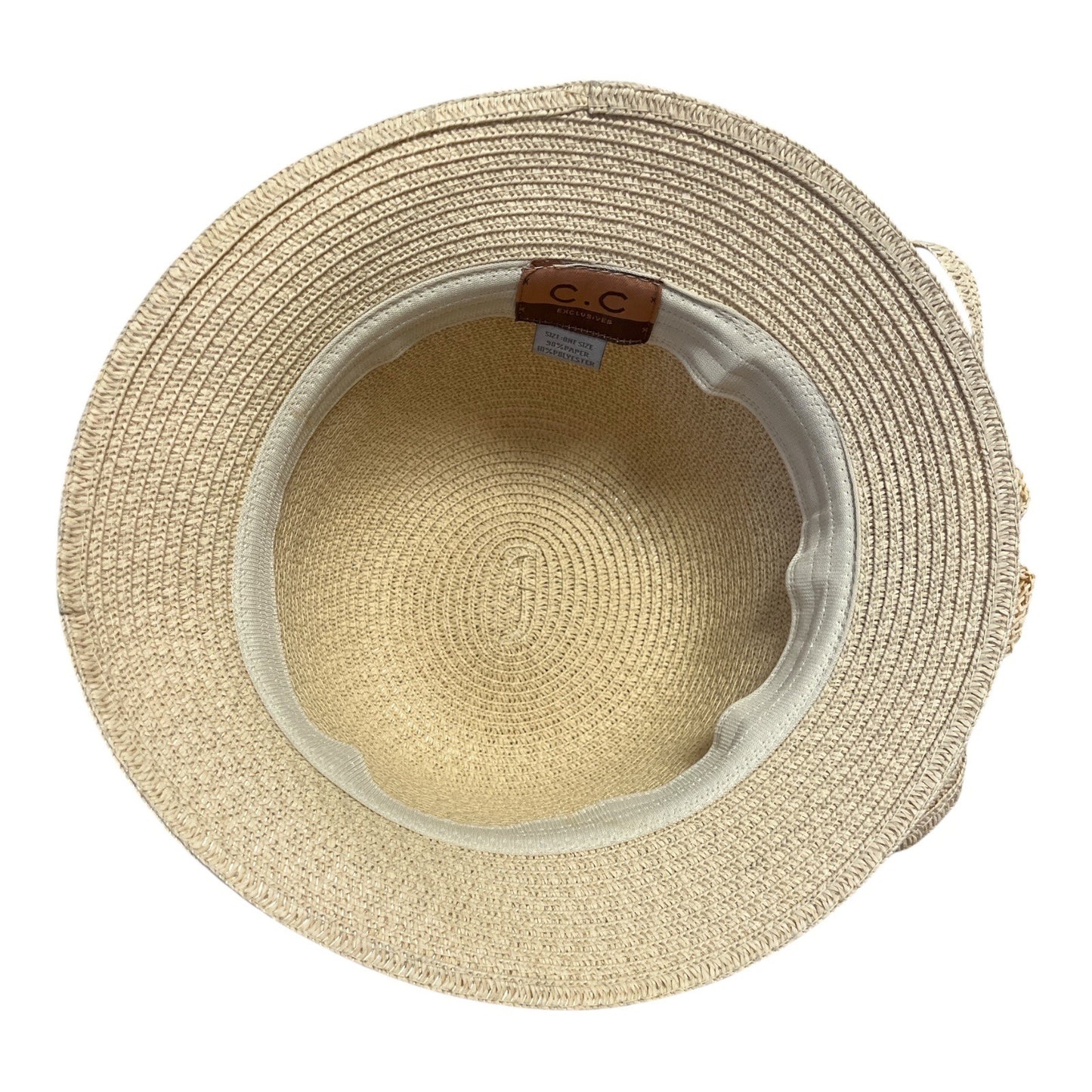 C.C Exclusives Women’s Beige Cloche Hat – Bow & Flower Accent